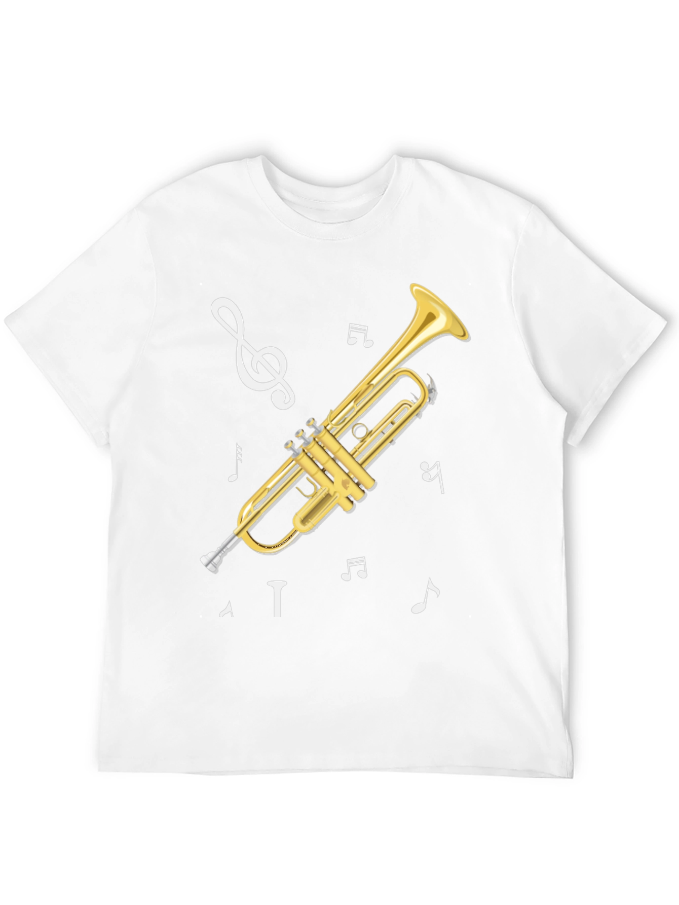 Black Trumpet Musical Notes Graphic T-Shirt view 12