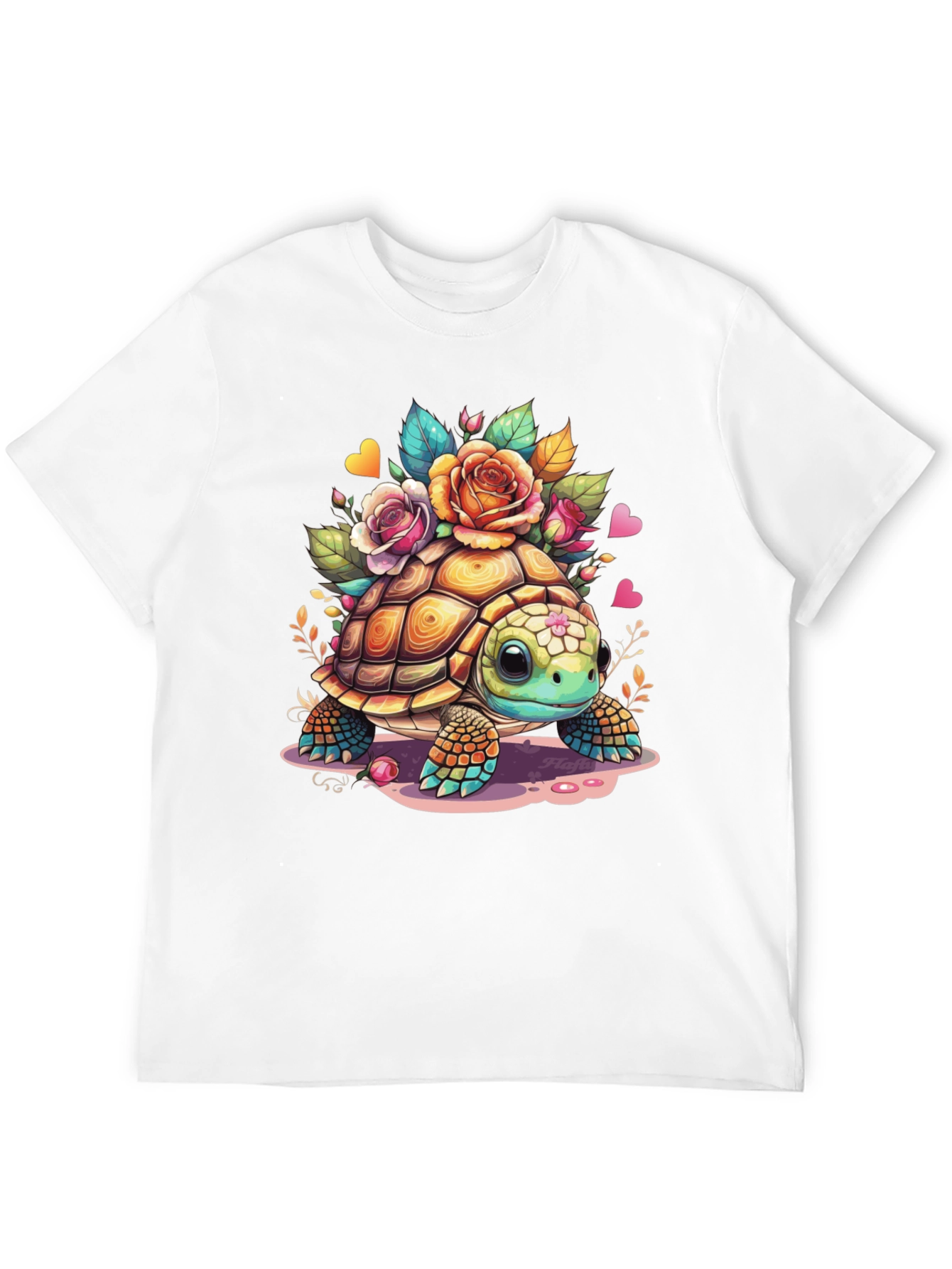 Black Cute Floral Turtle Graphic Tee - Unisex Comfort view 12
