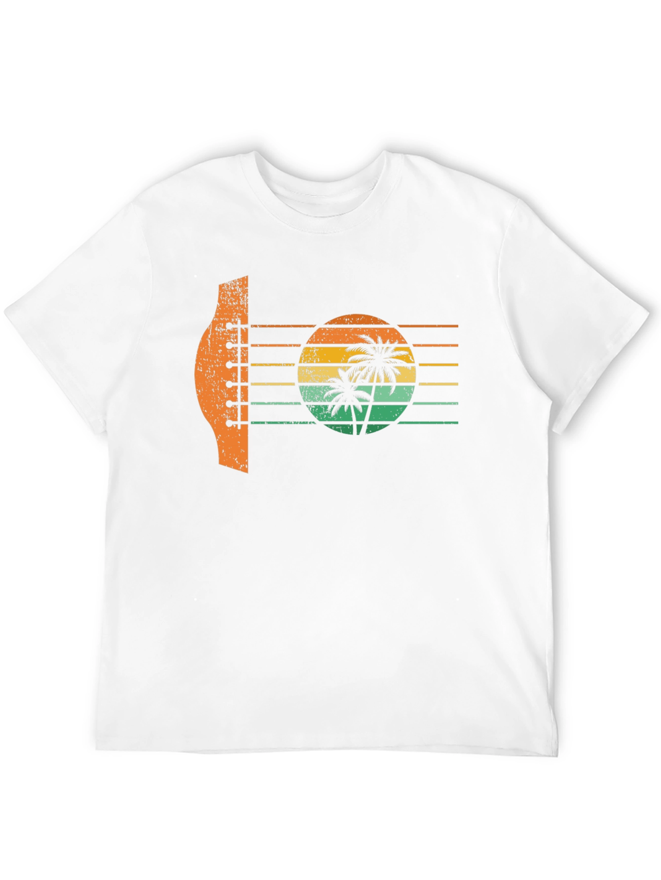 Black Retro Sunset Guitar Palm Tree Graphic T-Shirt view 12