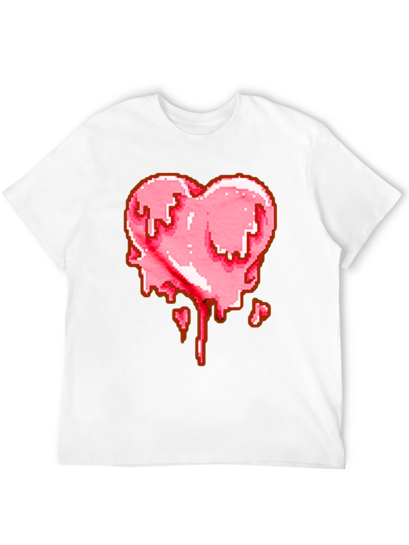 Black Pixelated Melting Heart Graphic T-Shirt view 12