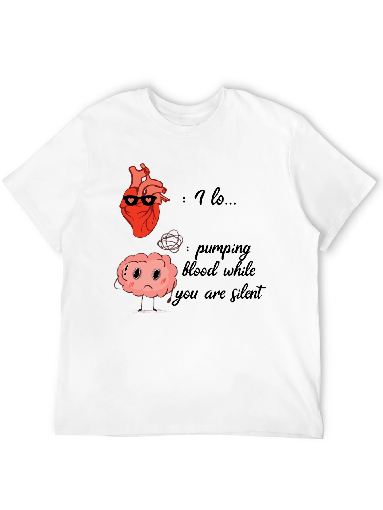 Black Heart and Brain T-Shirt - Funny Anatomy Graphic Tee view 12