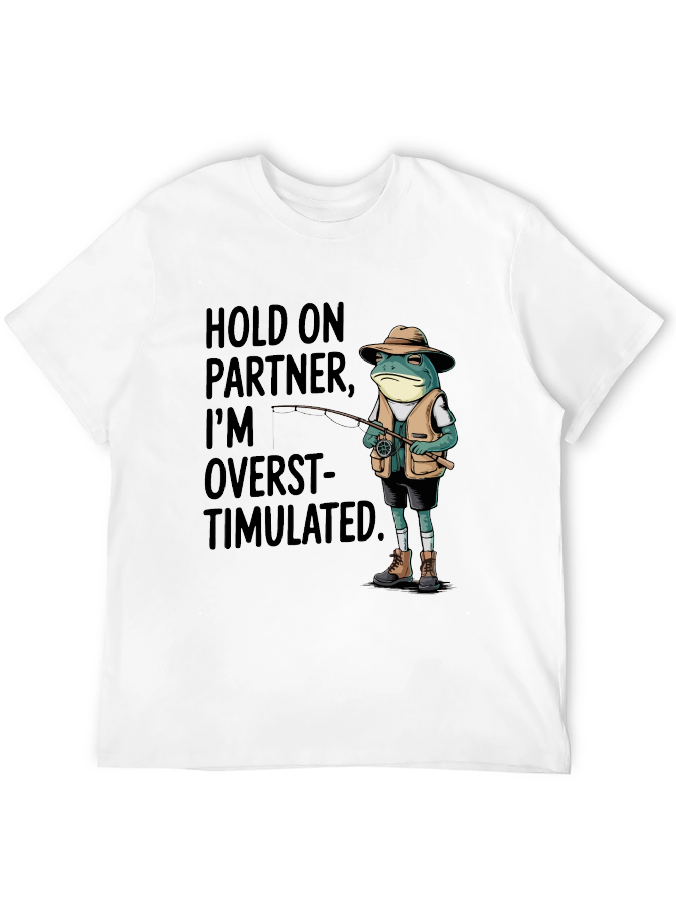 Black Overstimulated Frog Fisherman Graphic Tee view 12