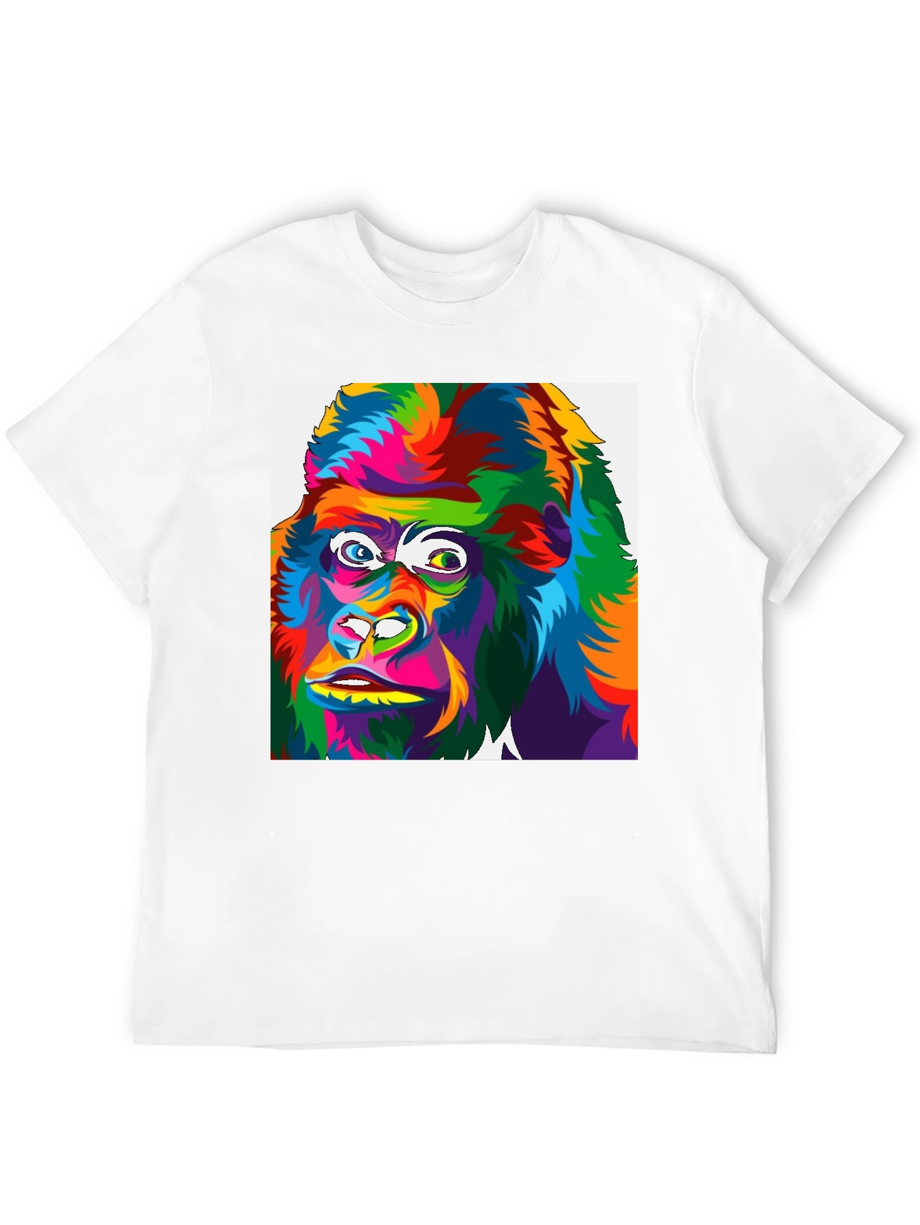 Black Colorful Gorilla Graphic Print Black T-Shirt view 12