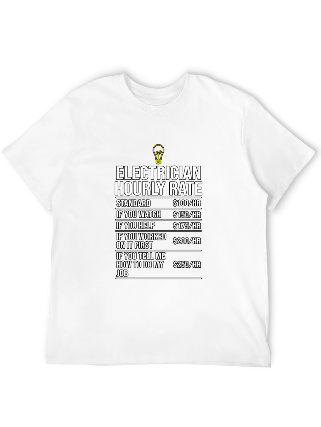 Electrician Hourly Rate Humor Graphic T-Shirt - 12