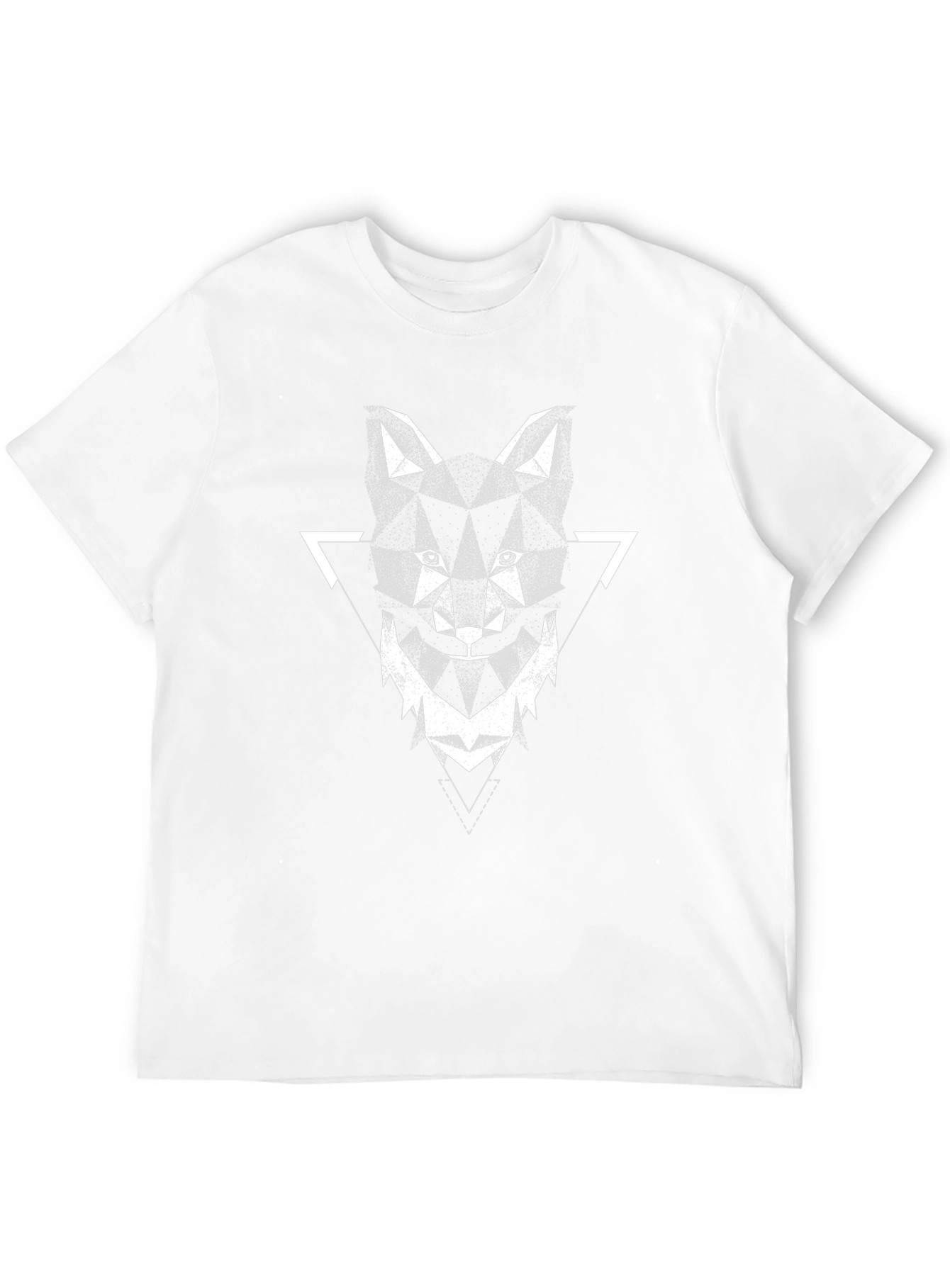 Black Geometric Wolf Graphic Tee - Modern Men's Shirt view 12