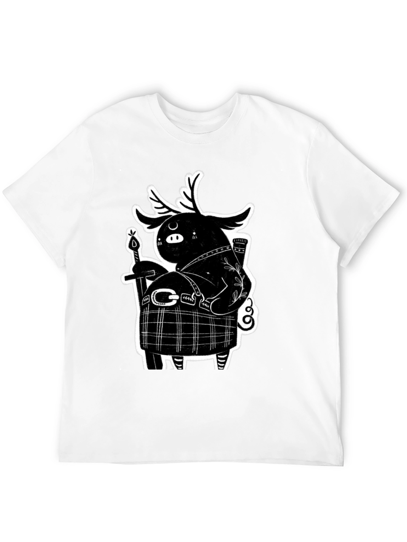 Black Black Graphic Tee - Quirky Highland Creature Design view 12