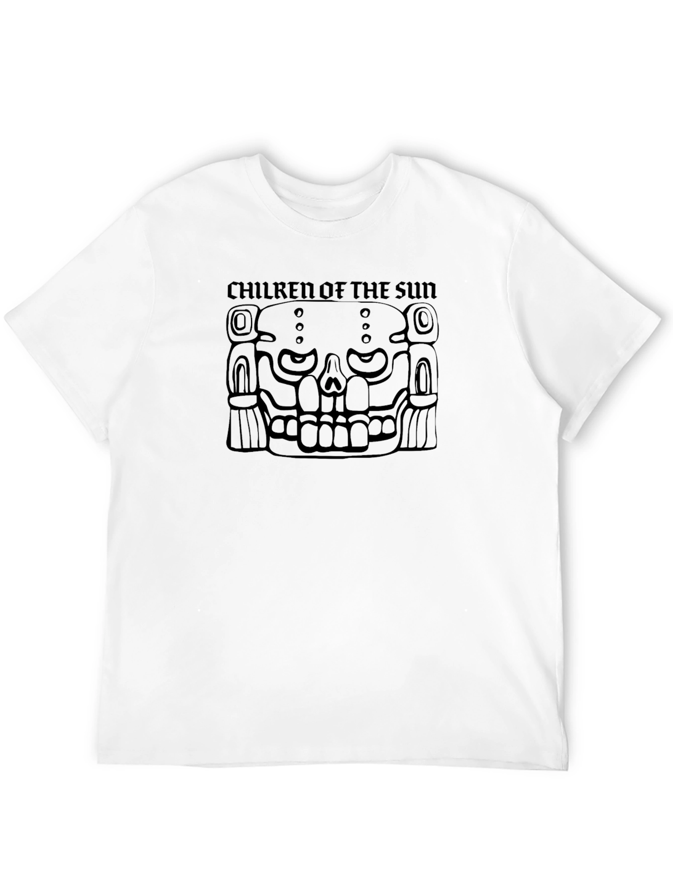 Black Children of the Sun Graphic T-Shirt - Aztec Skull Design view 12