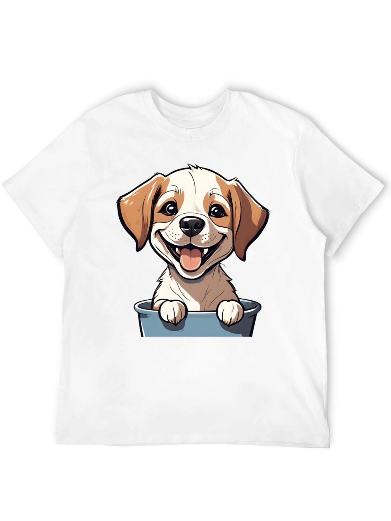 Black Cute Puppy in Bucket Graphic T-Shirt view 12