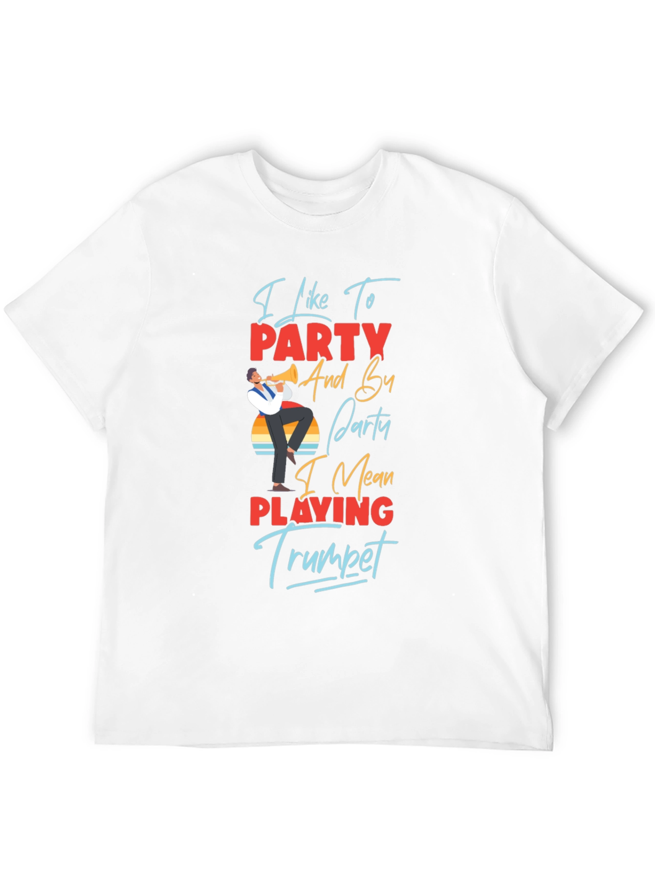 Black I Like to Party Trumpet Player Graphic T-Shirt view 12