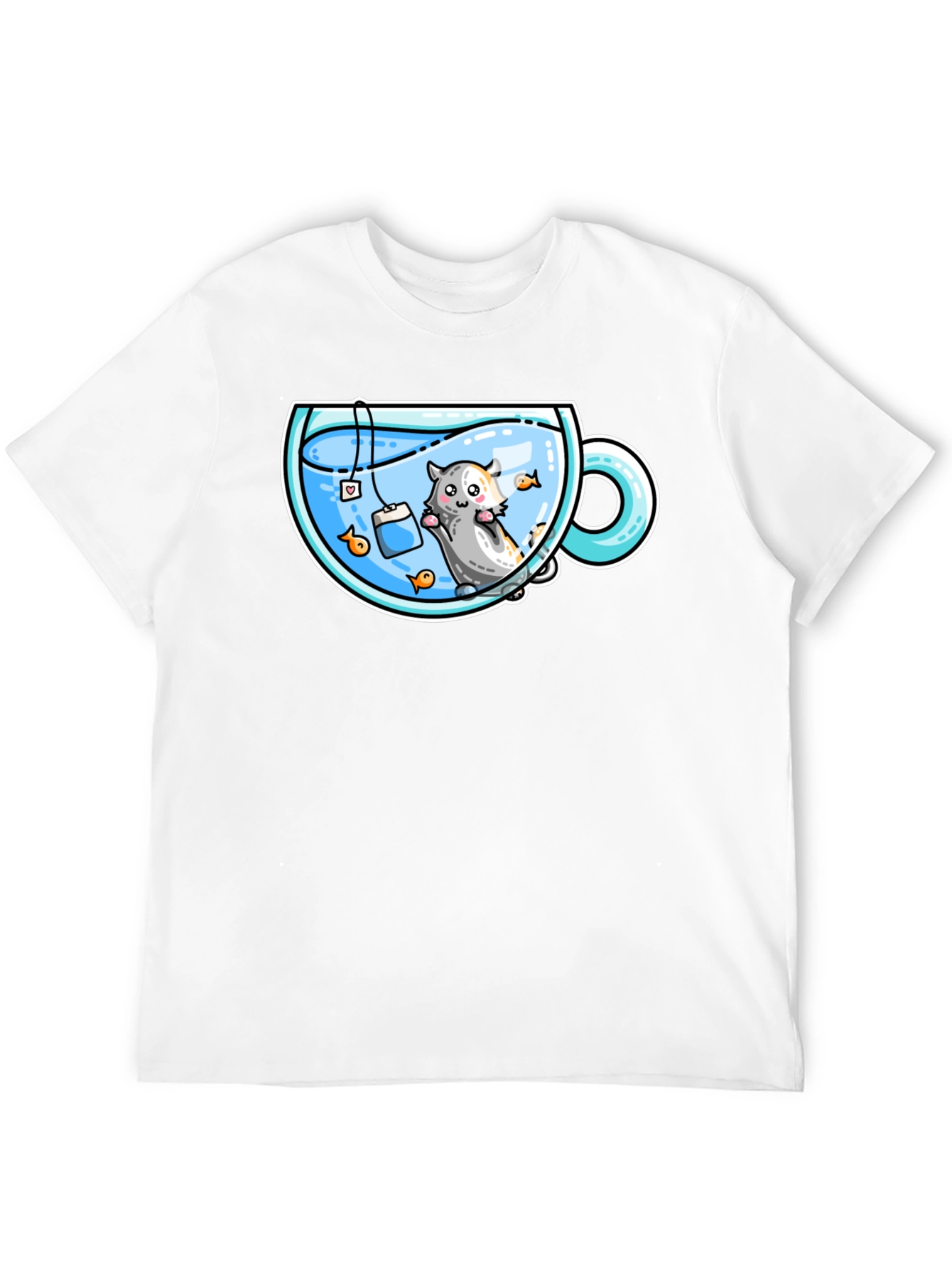 Black Cute Cartoon Tea Cup Hamster Graphic Tee view 12