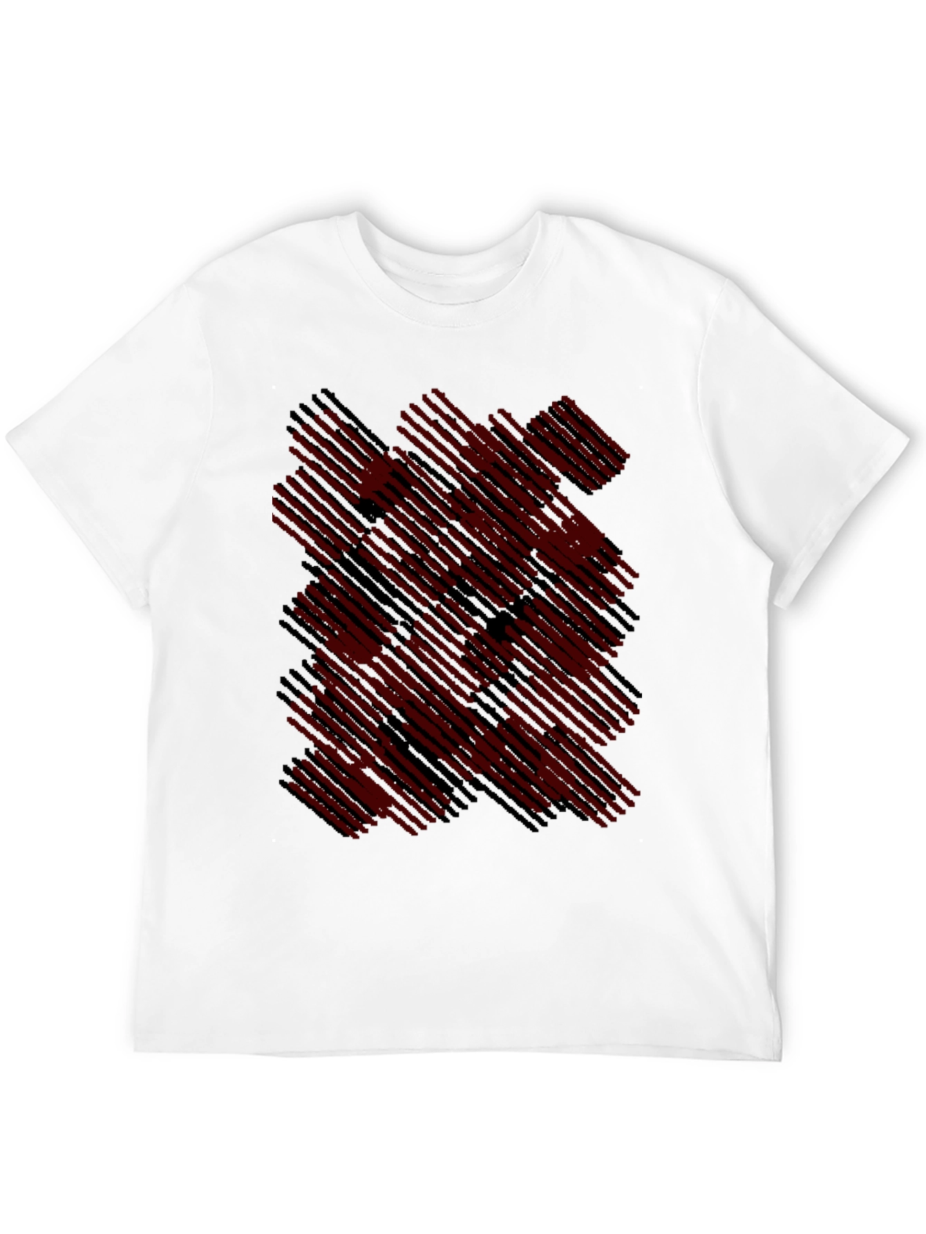 Black Abstract Line Pattern T-Shirt view 12
