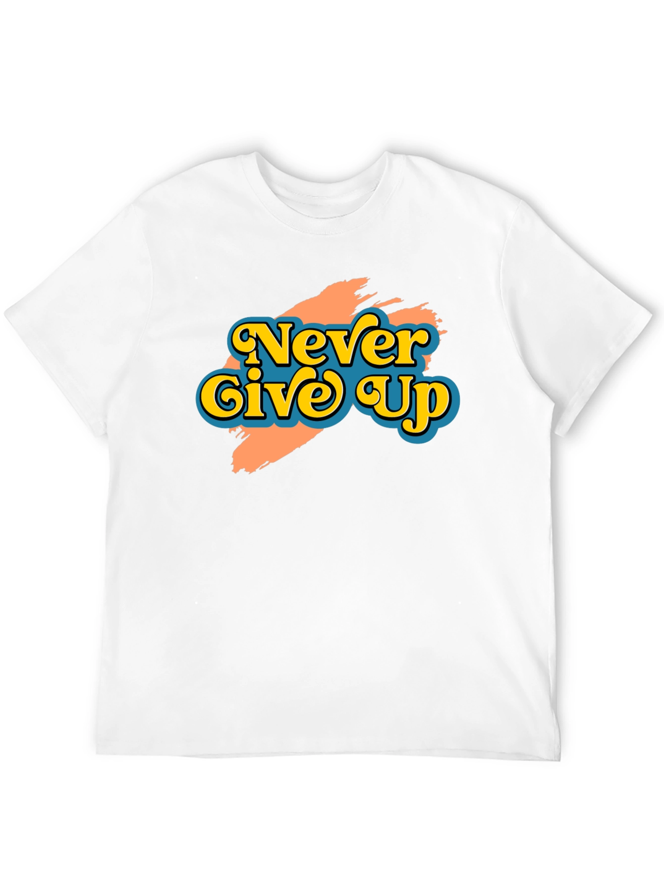 Black Never Give Up Retro Graphic T-Shirt view 12