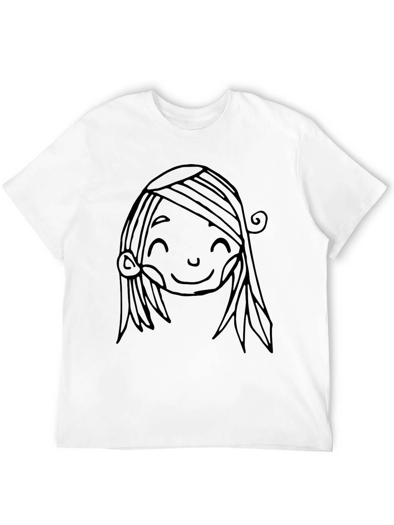 Black Cute Cartoon Face Graphic Black T-Shirt view 12