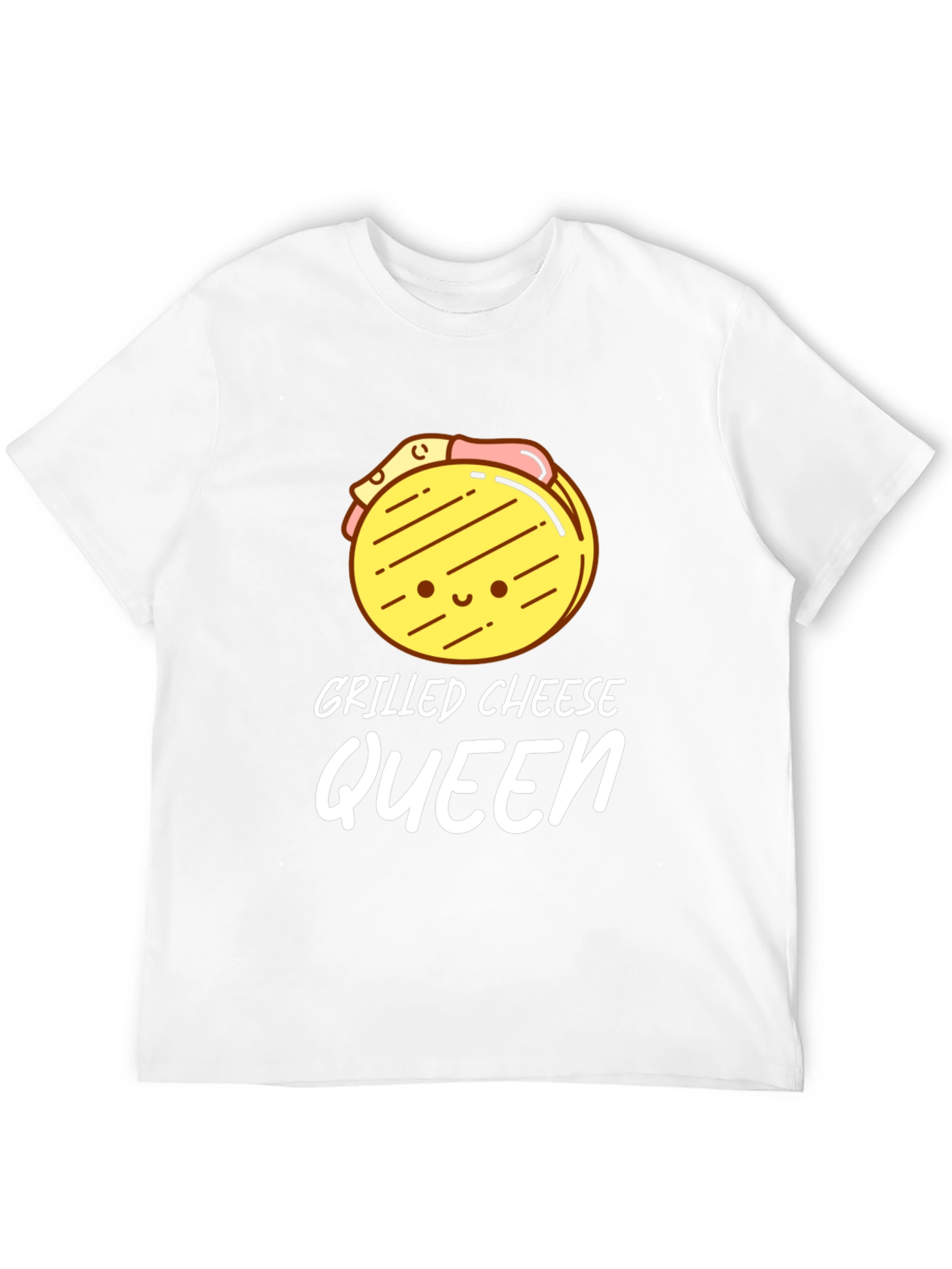 Black Grilled Cheese Queen T-Shirt - Black, Cute Cartoon Design view 12