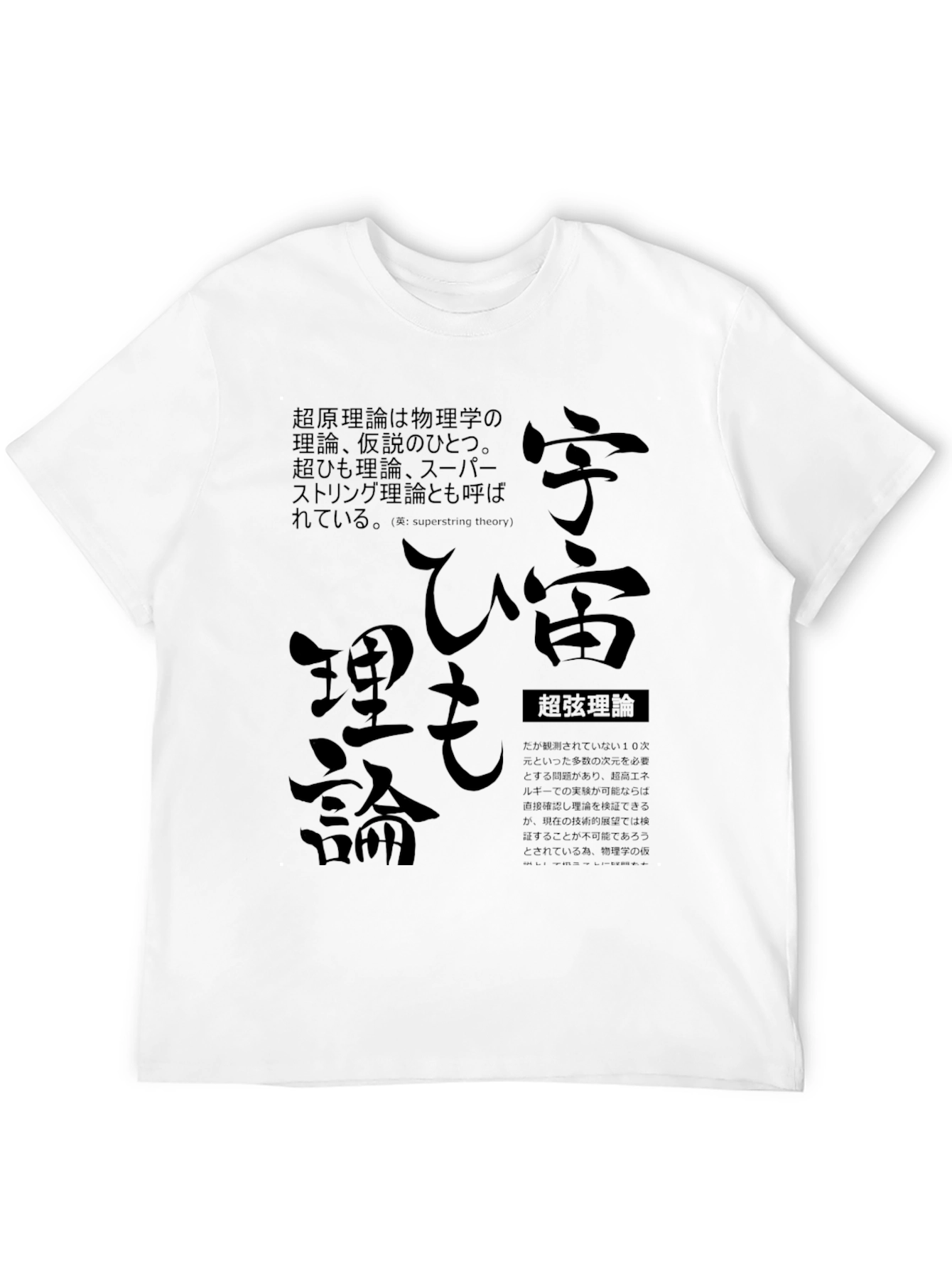 Black Superstring Theory T-Shirt - Japanese Text Design view 12