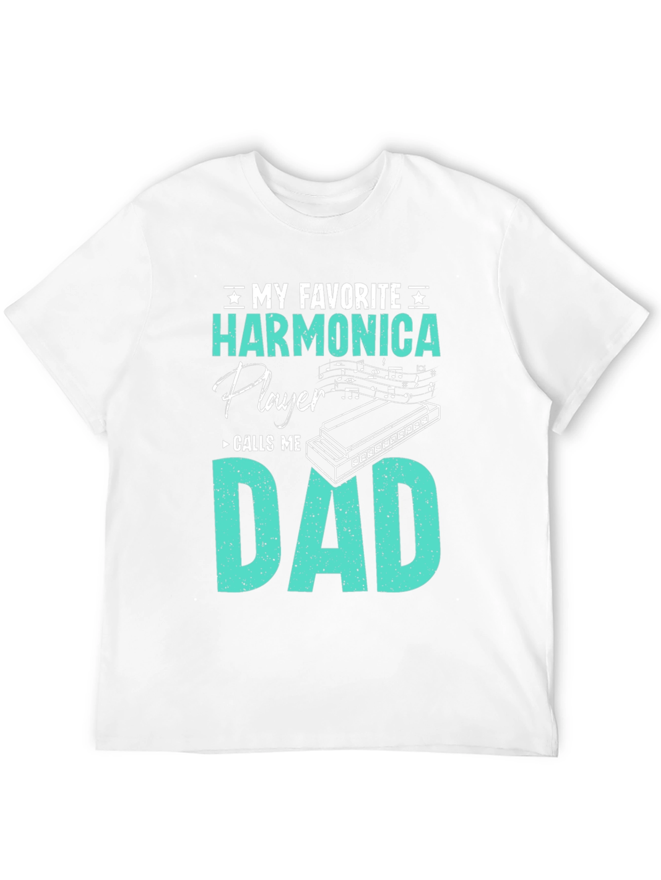 Black Harmonica Player Dad T-Shirt - Musician Father's Day Gift view 12