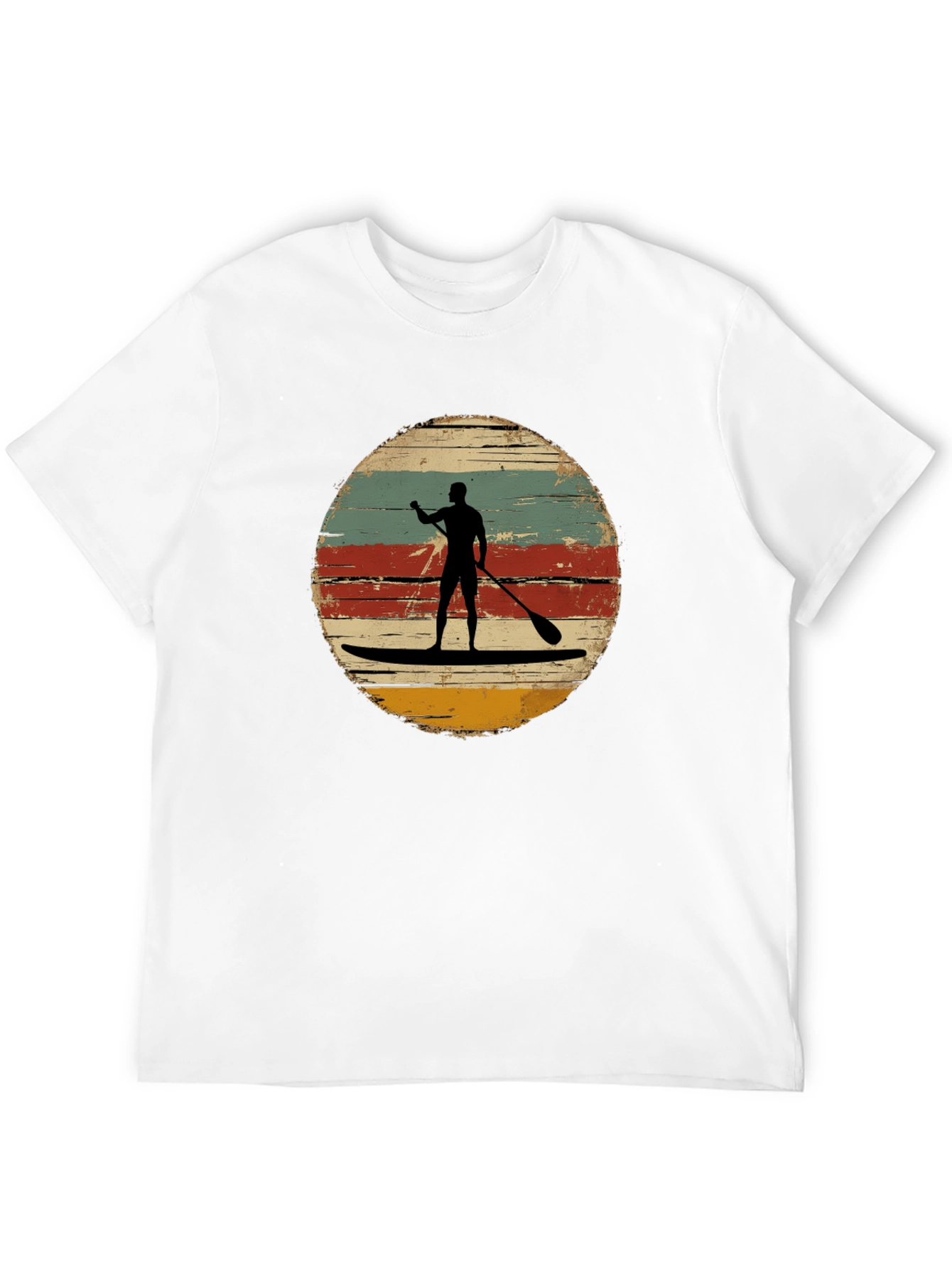 Black Retro Paddle Boarding T-Shirt - Vintage Style Surfing Tee view 12