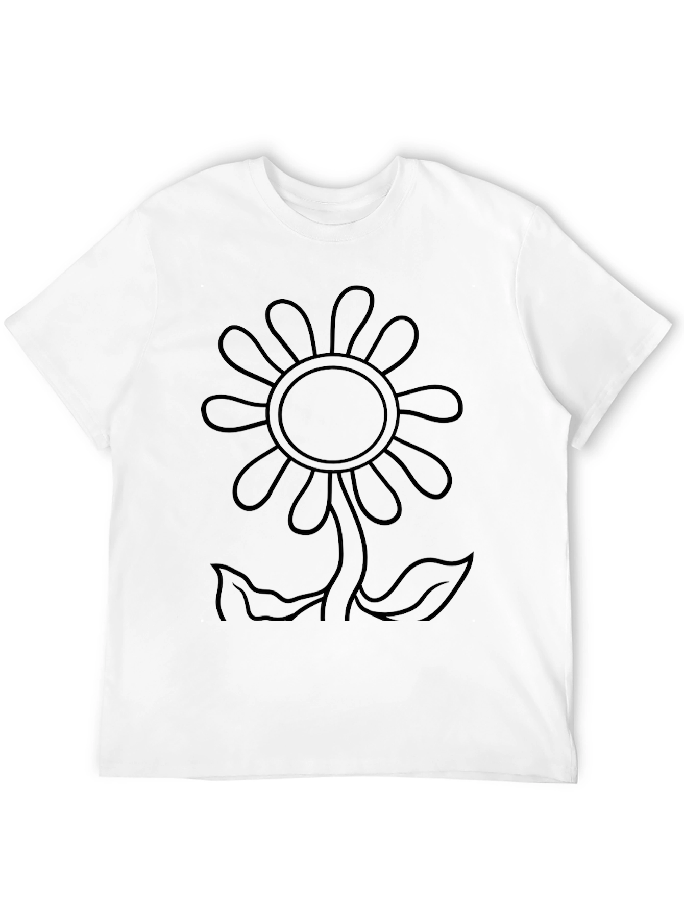 Black Black Flower Outline Graphic T-Shirt view 12
