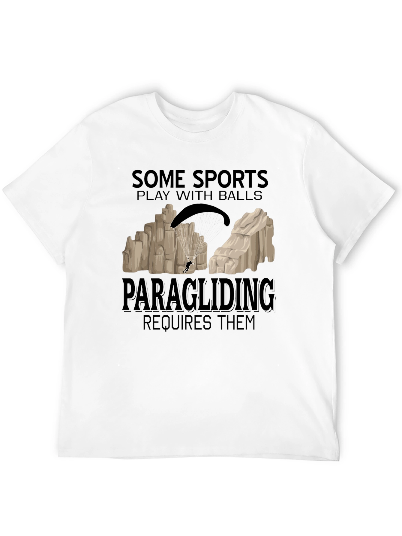 Black Paragliding Requires Balls Graphic Tee view 12