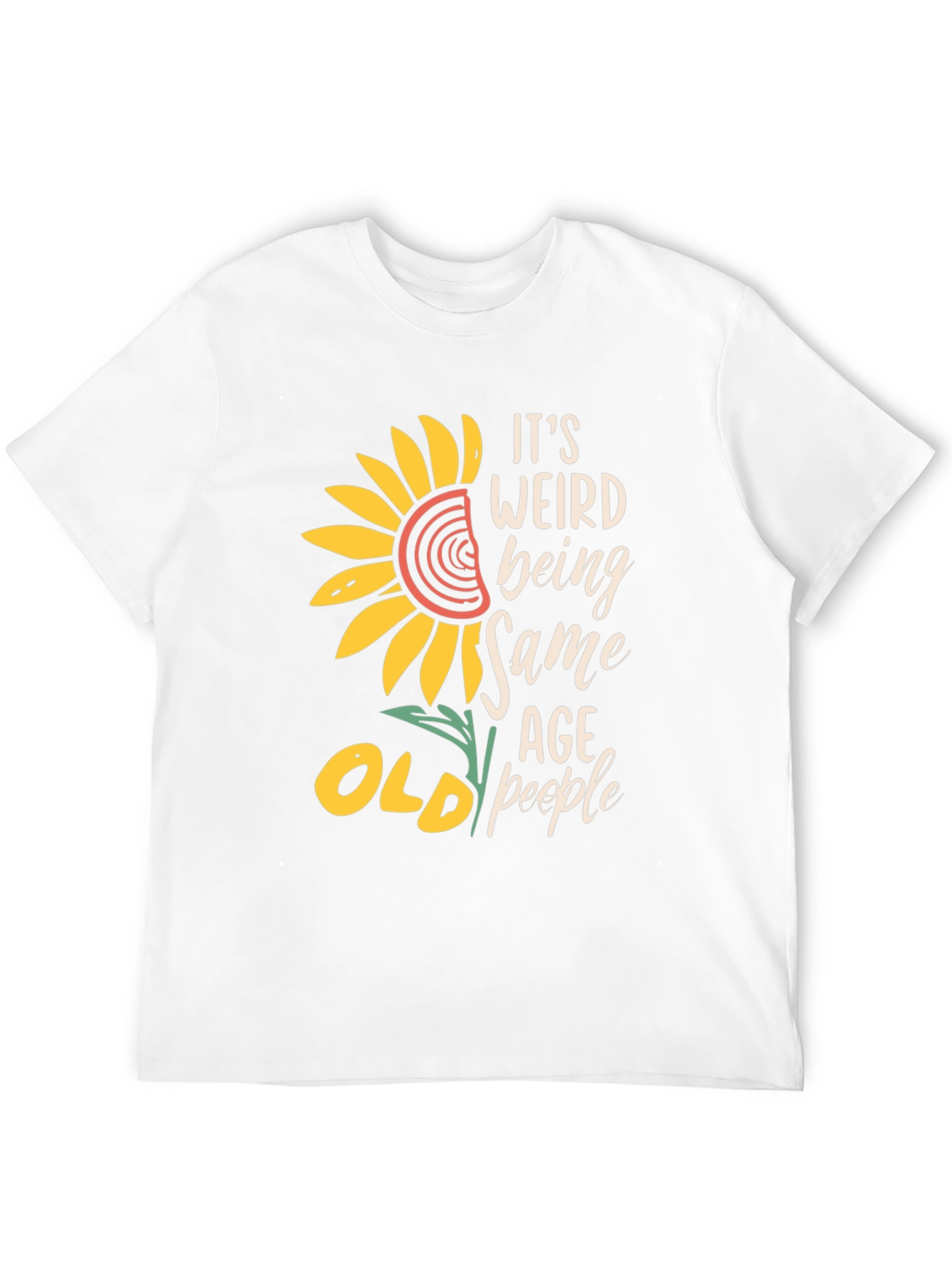 Black Funny Old People T-Shirt, Sunflower Design view 12