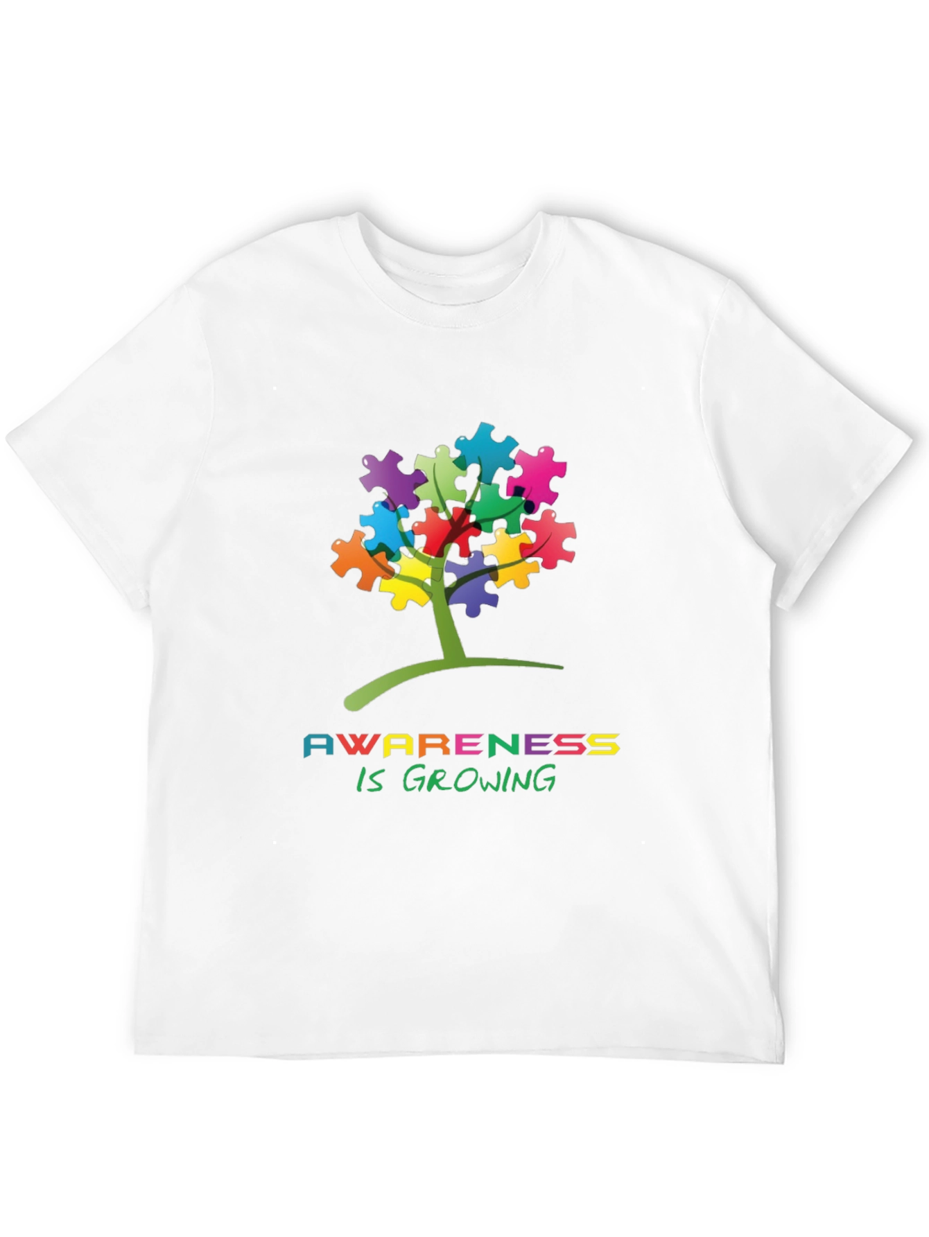 Black Autism Awareness Puzzle Tree T-Shirt view 12