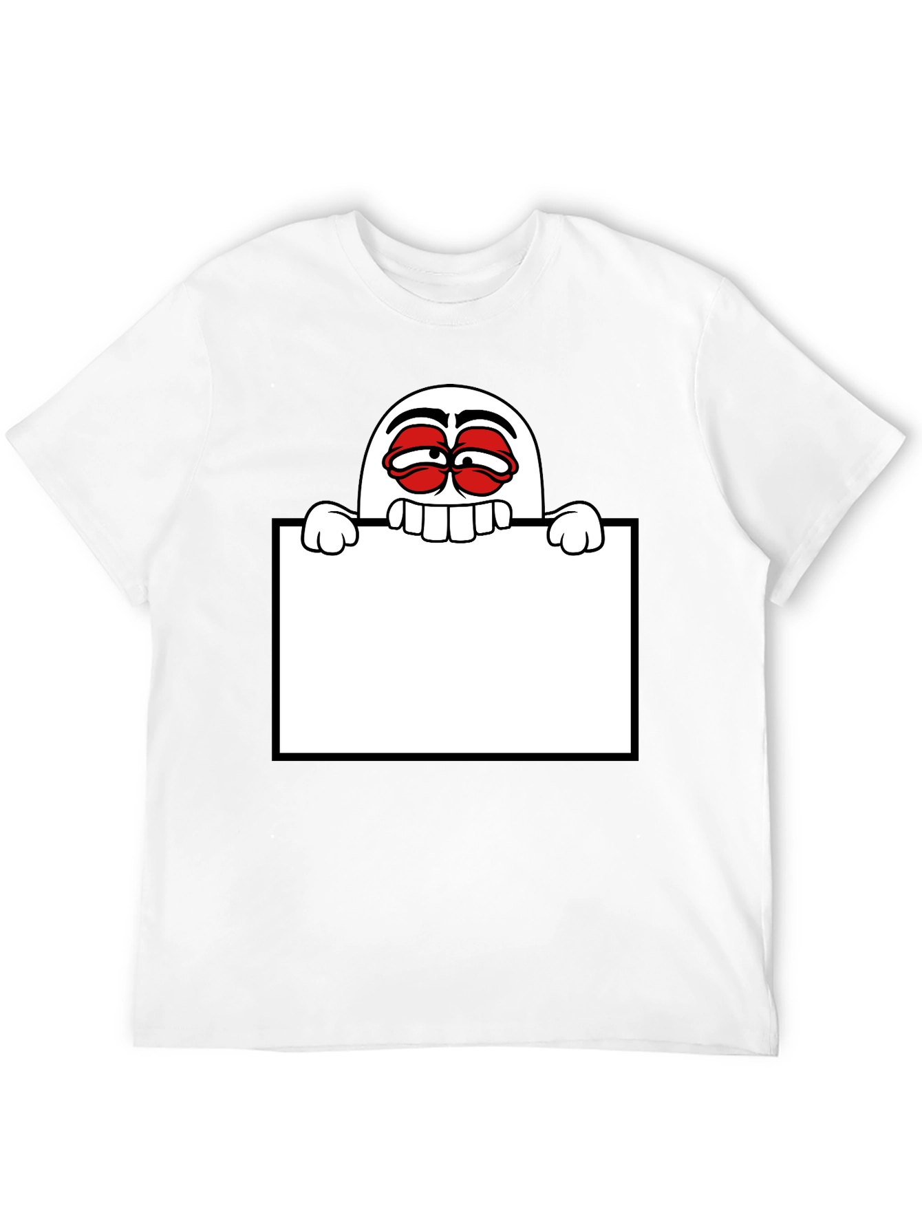 Black Funny Graphic Tee - Cartoon Character Holding Sign view 12
