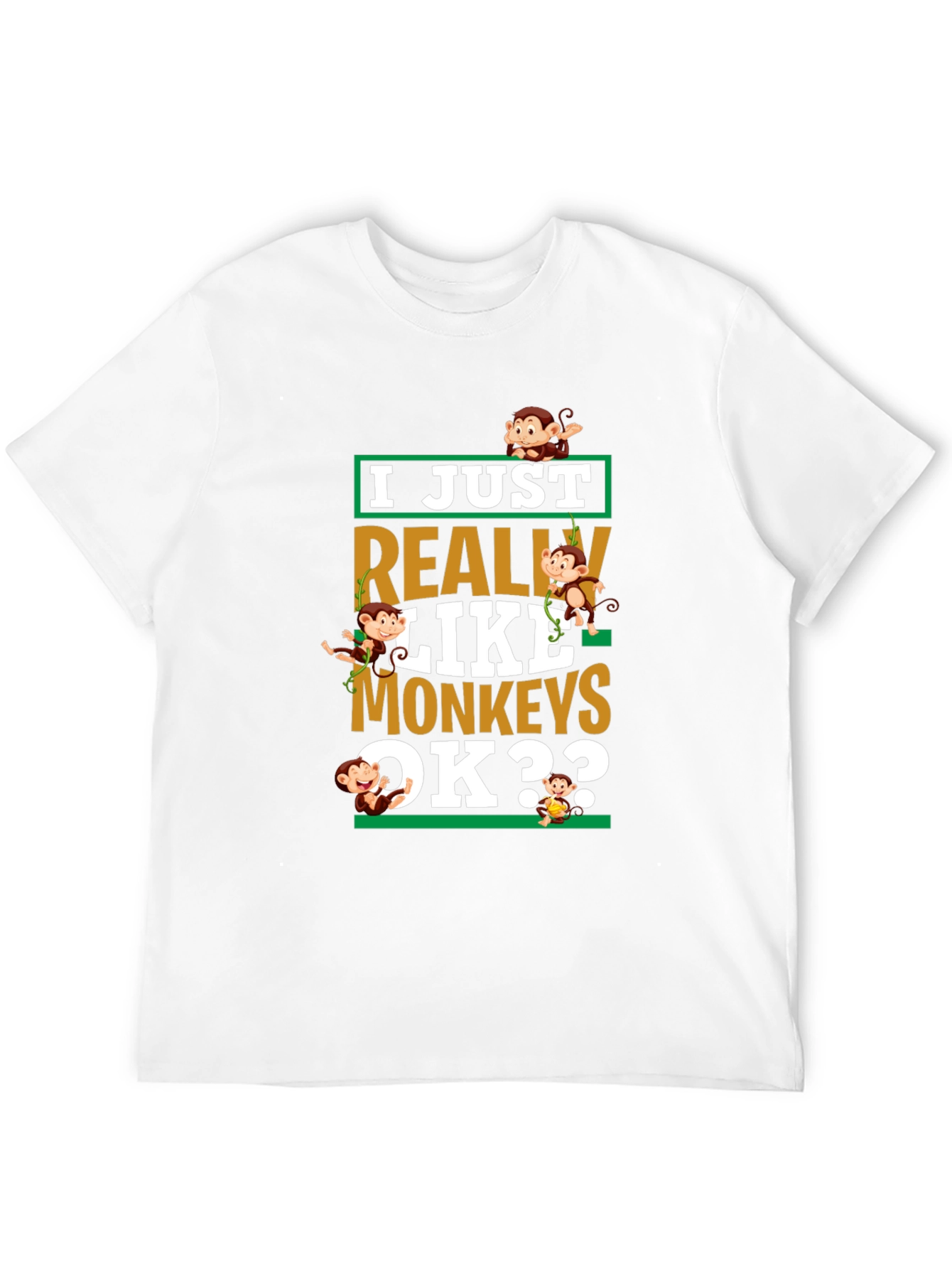 Black I Just Really Like Monkeys T-Shirt view 12