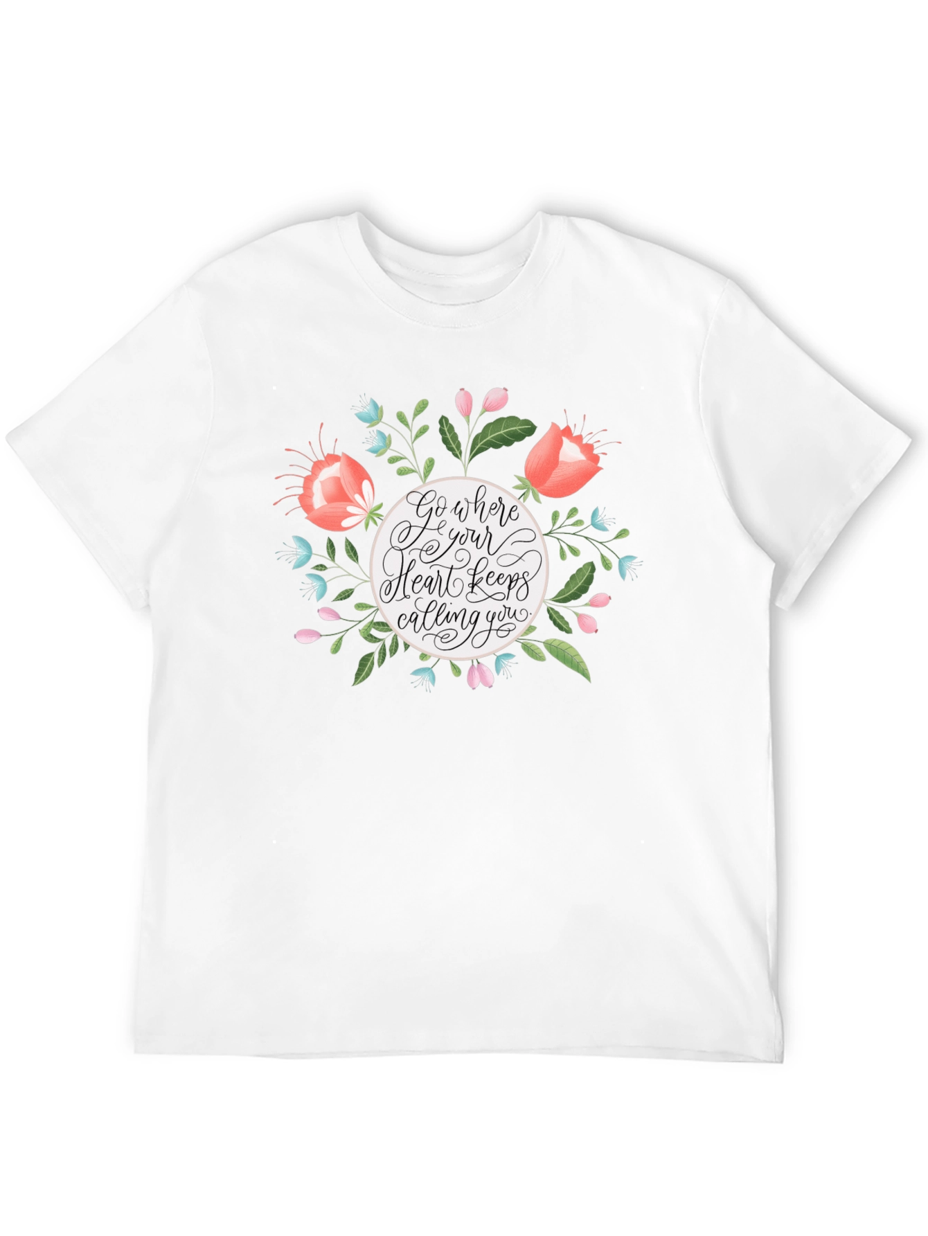 Black Floral Heart Keeps Calling Tee view 12