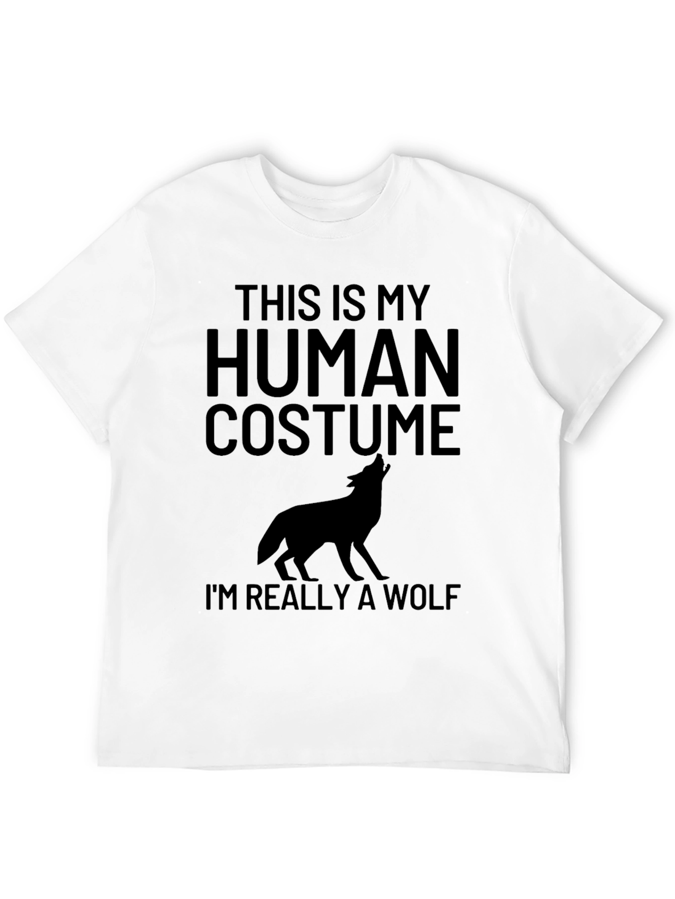 Black Human Costume Wolf T-Shirt - Fun Halloween Tee view 12