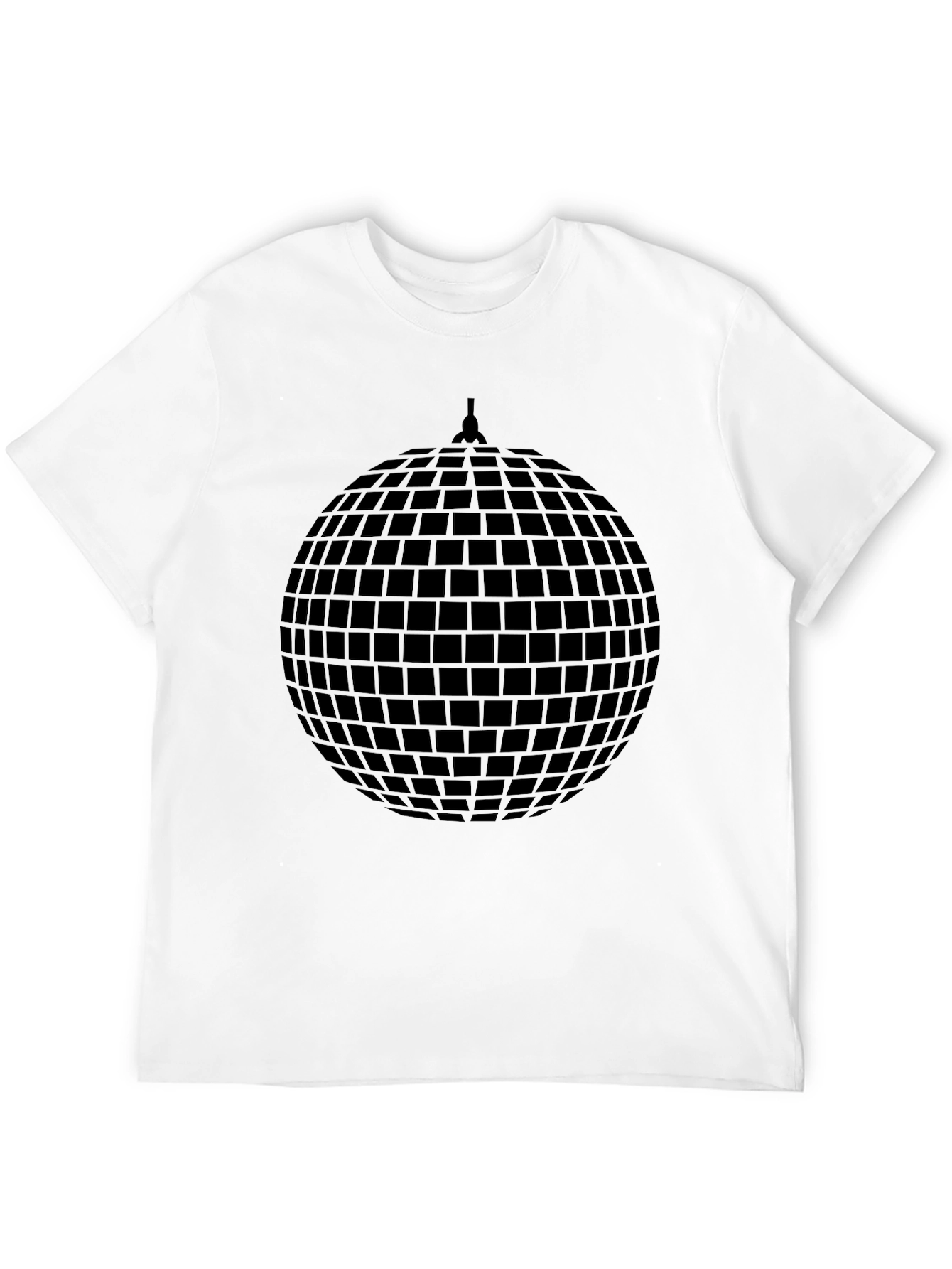 Black Retro Disco Ball Graphic Tee - Black Cotton T-Shirt view 12