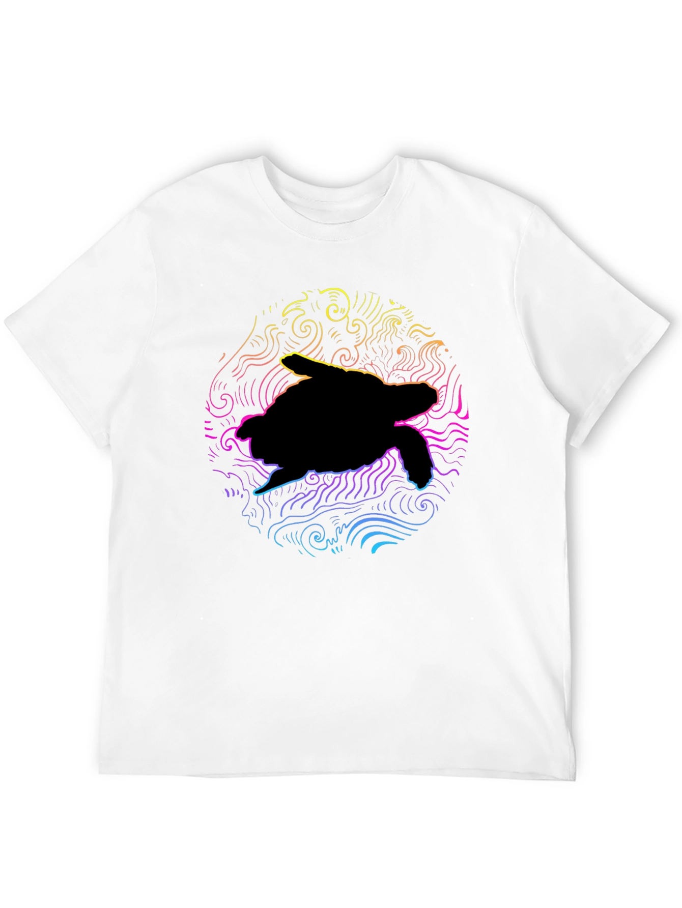 Black Neon Turtle Graphic T-Shirt - Black Cotton Blend view 12
