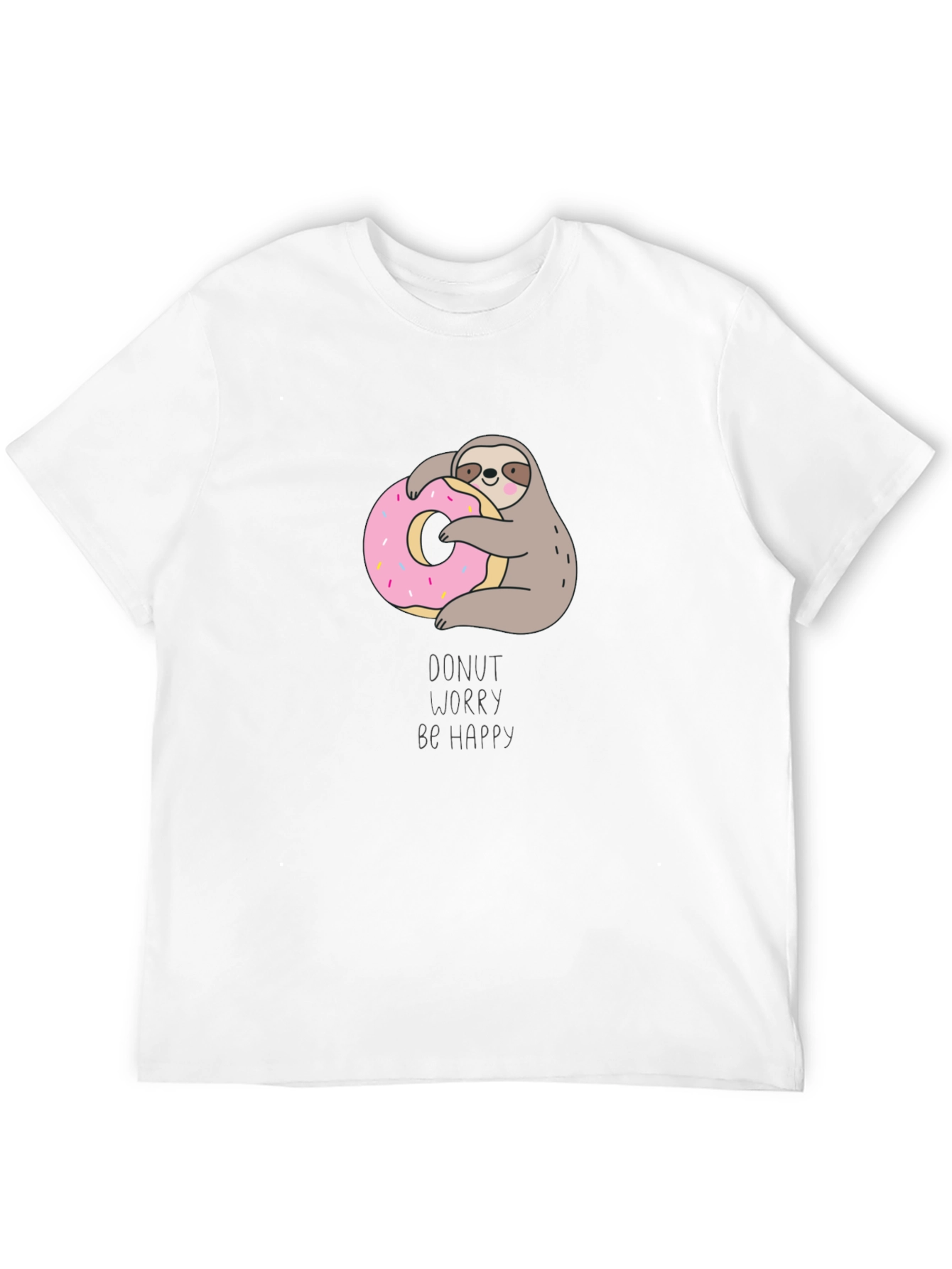 Black Donut Worry Be Happy Sloth T-Shirt view 12