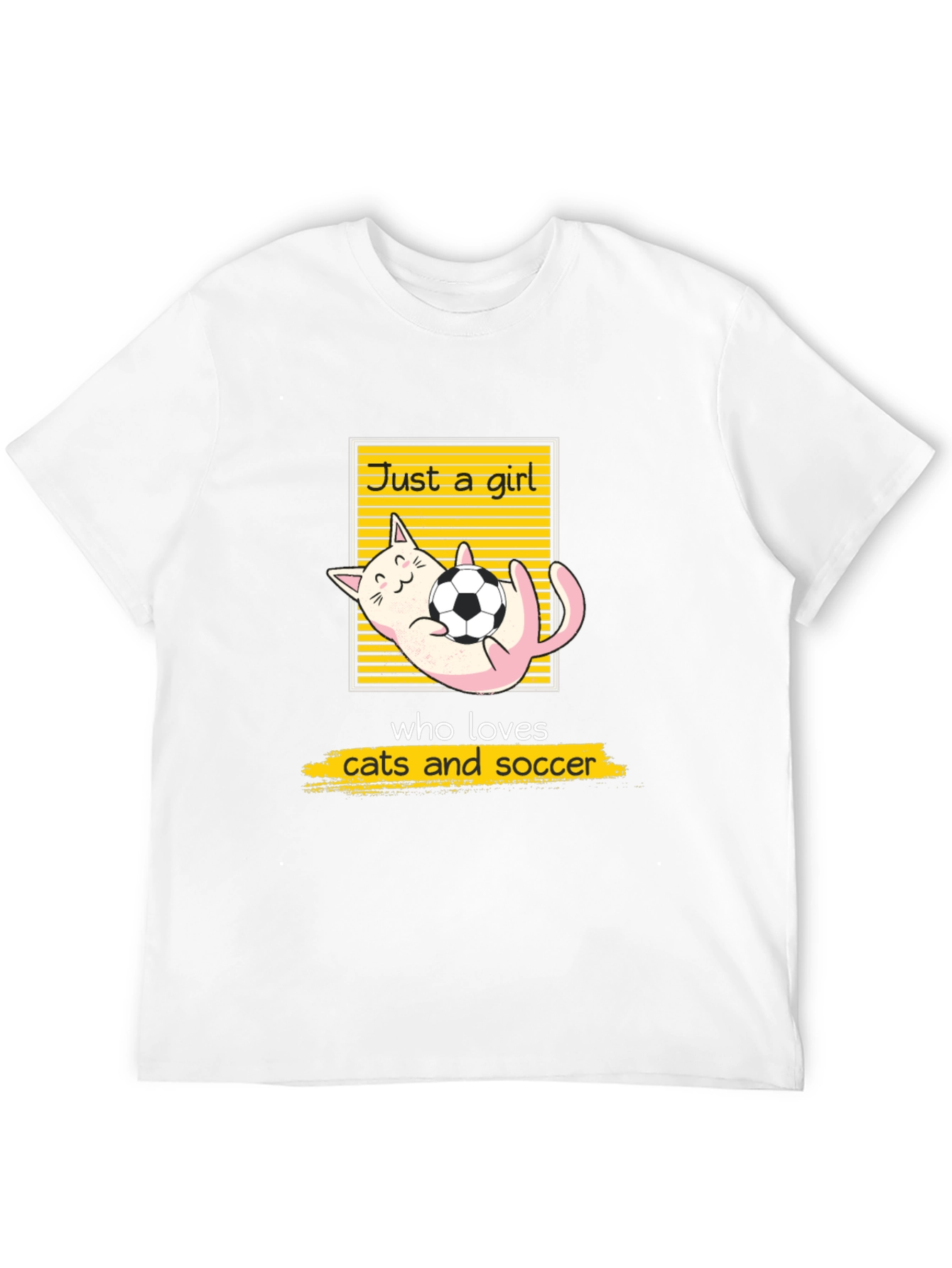 Black Just a Girl Who Loves Cats and Soccer T-Shirt view 12