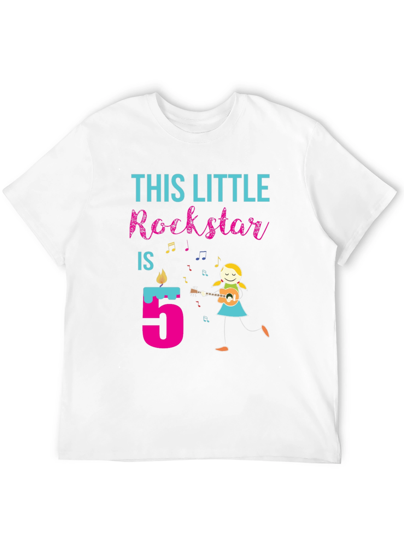 Black Little Rockstar 5th Birthday T-Shirt view 12