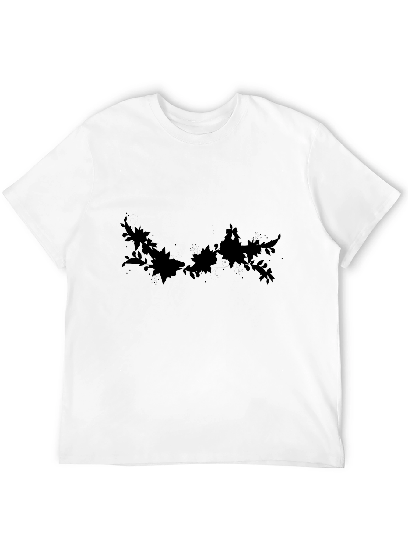 Black Men's Black Graphic Tee - Floral Silhouette view 12