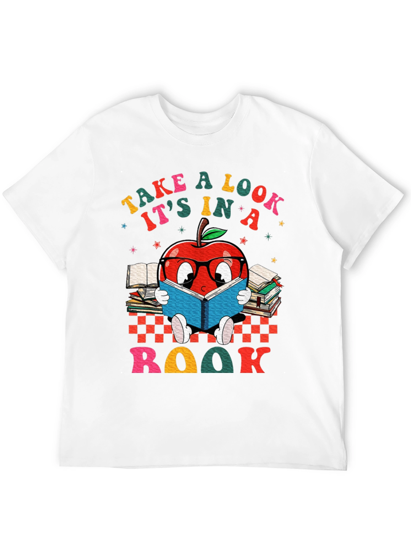 Black Bookworm Apple T-Shirt - Take a Look, It's in a Book! view 12