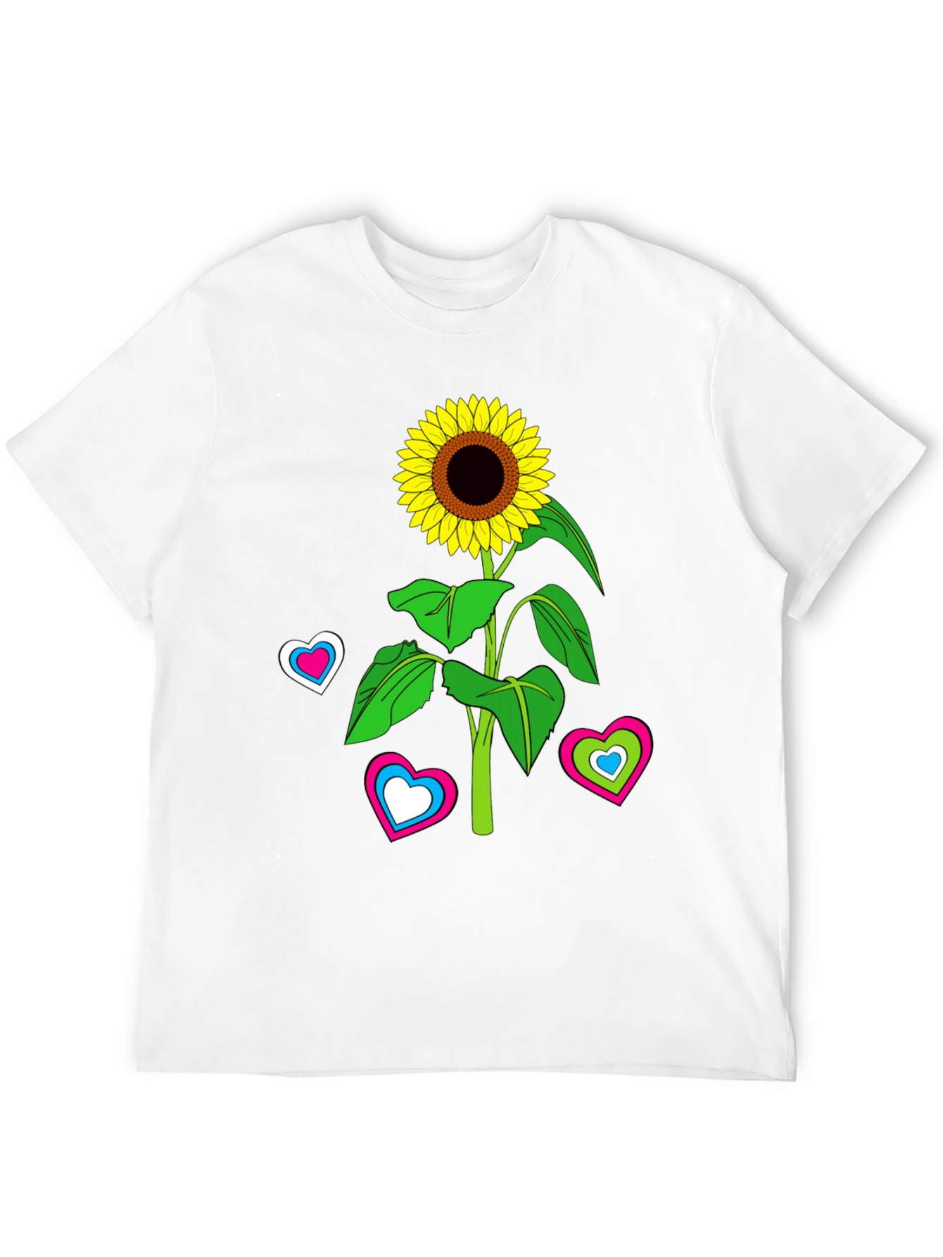 Black Sunflower Heart Graphic Tee - Black Cotton Blend T-Shirt view 12