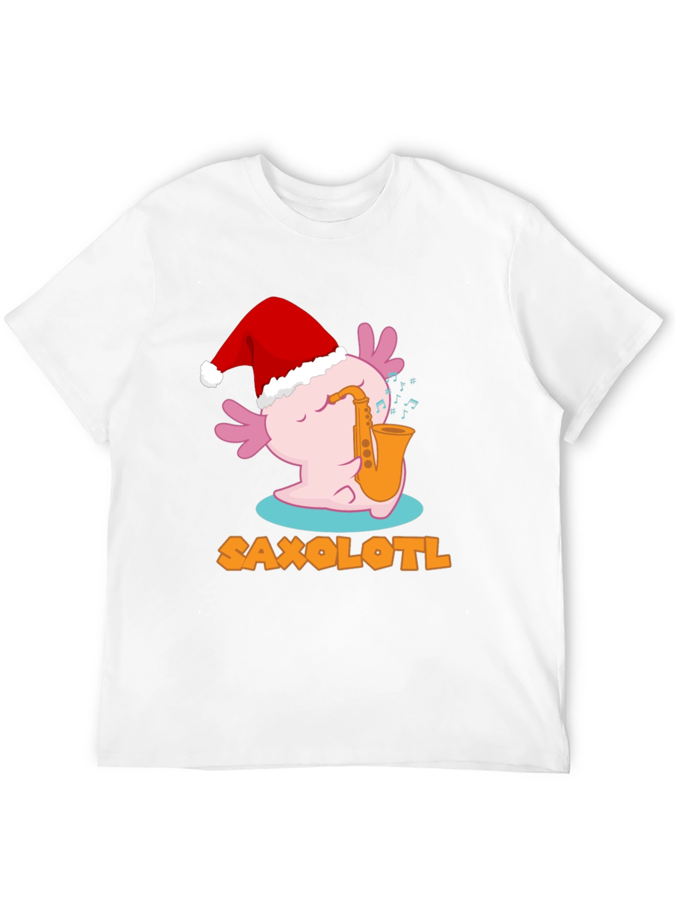 Black Saxolotl Santa Hat Christmas Black T-Shirt view 12