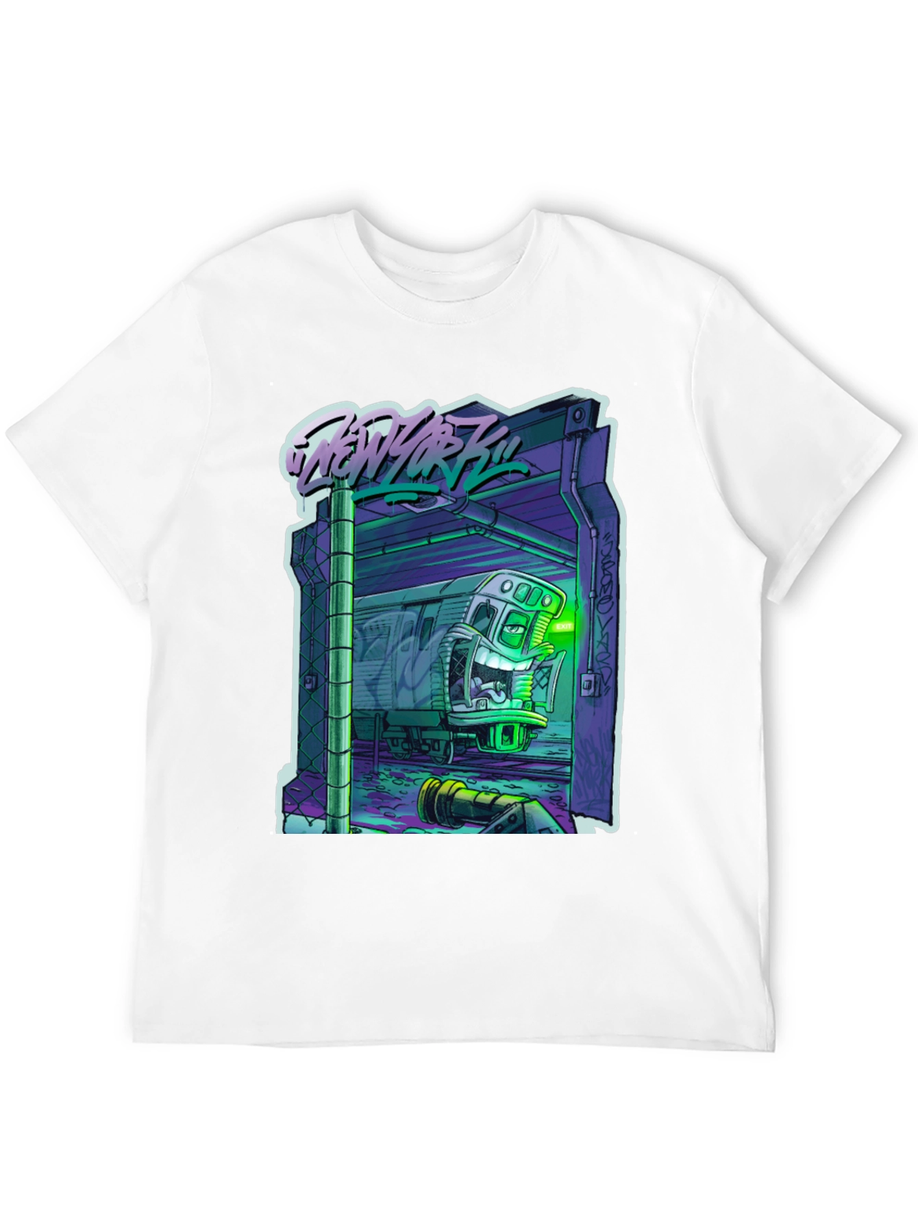 Black New York Subway T-Shirt - Unique Cartoon Design view 12