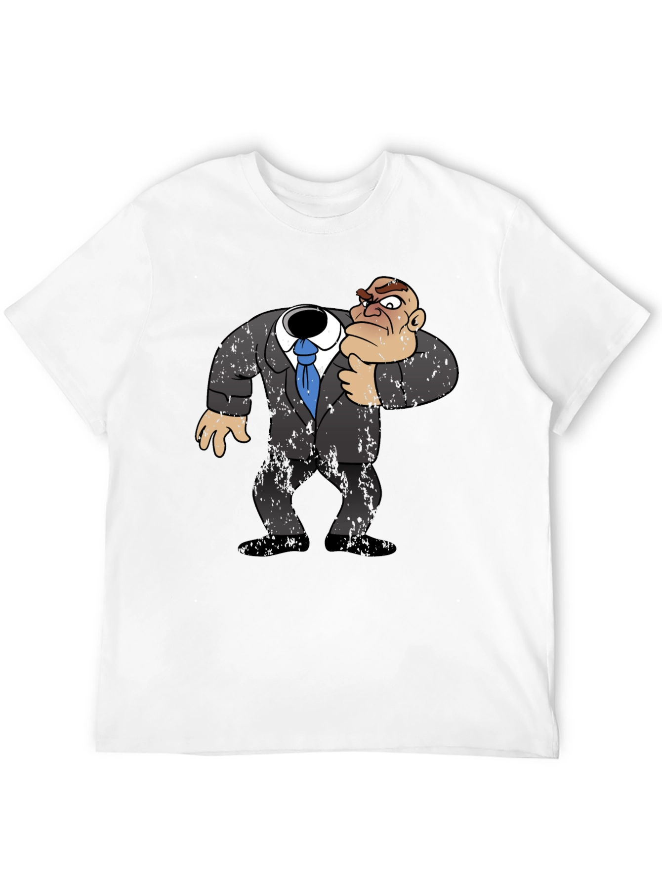 Black Headless Cartoon Boss T-Shirt - Funny Graphic Tee view 12