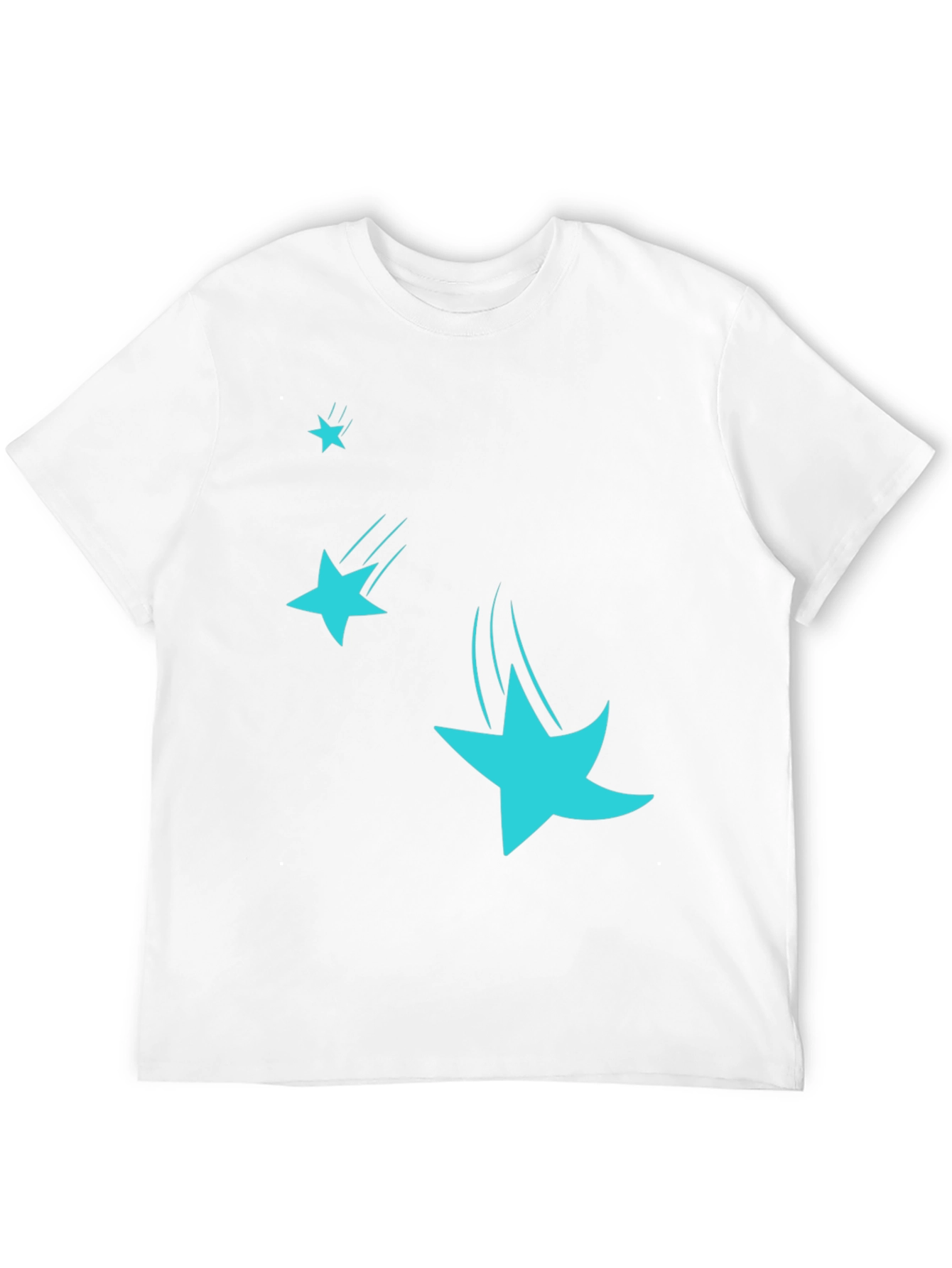 Black Men's Black T-Shirt with Falling Stars Design view 12