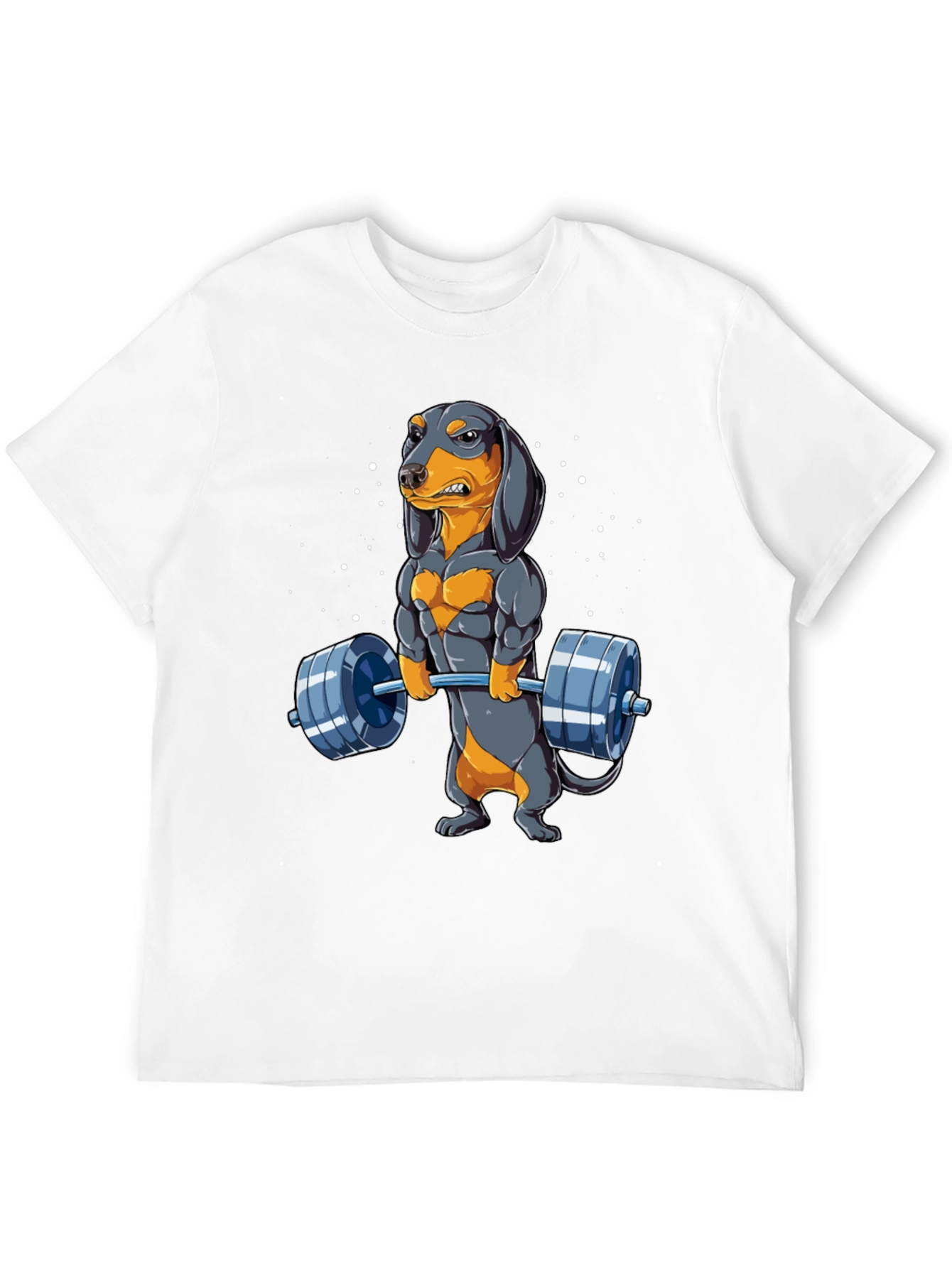 Black Funny Dachshund Weightlifting Graphic T-Shirt view 12