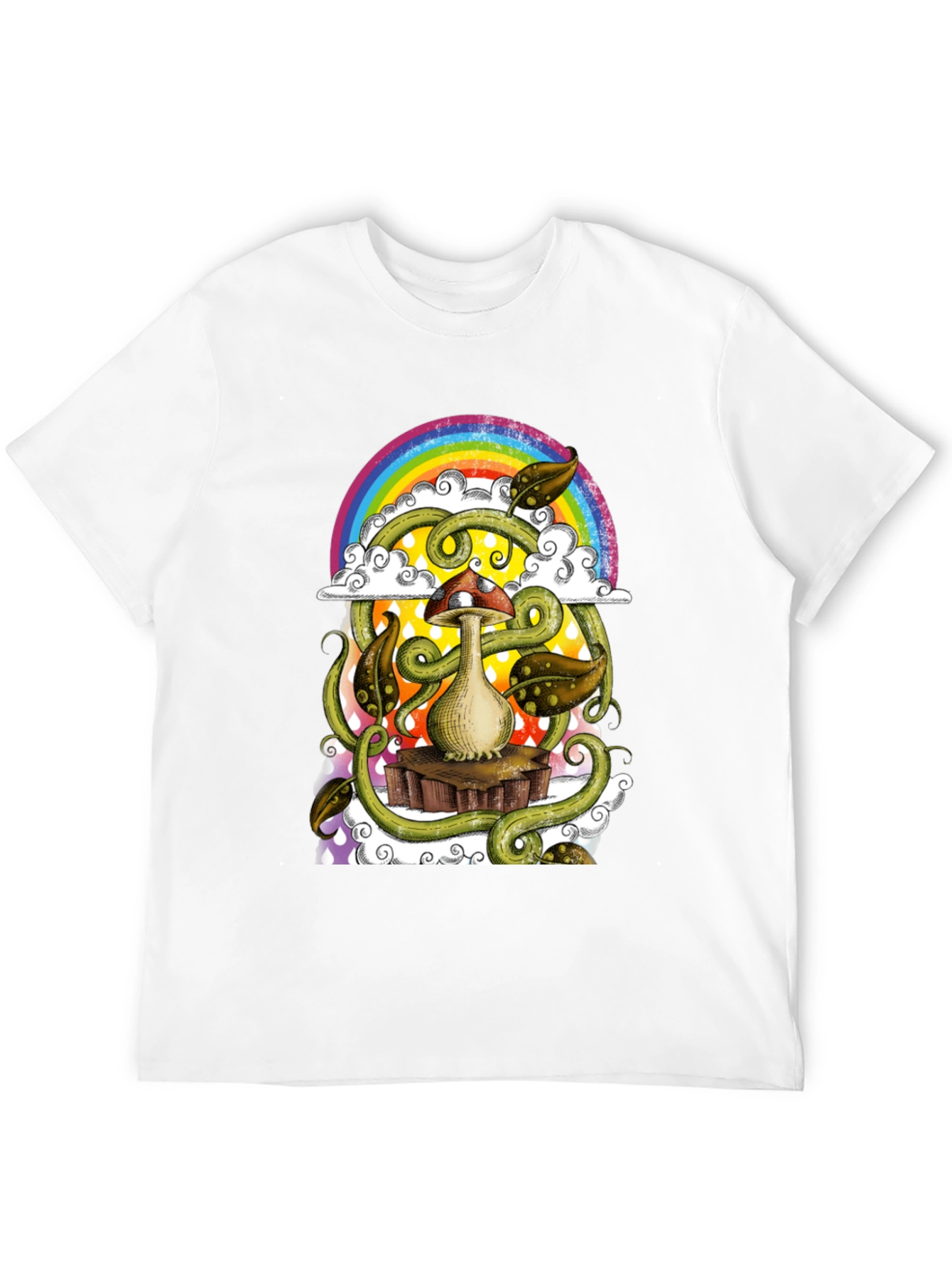 Black Mushroom Rainbow T-Shirt - Groovy Psychedelic Tee view 12