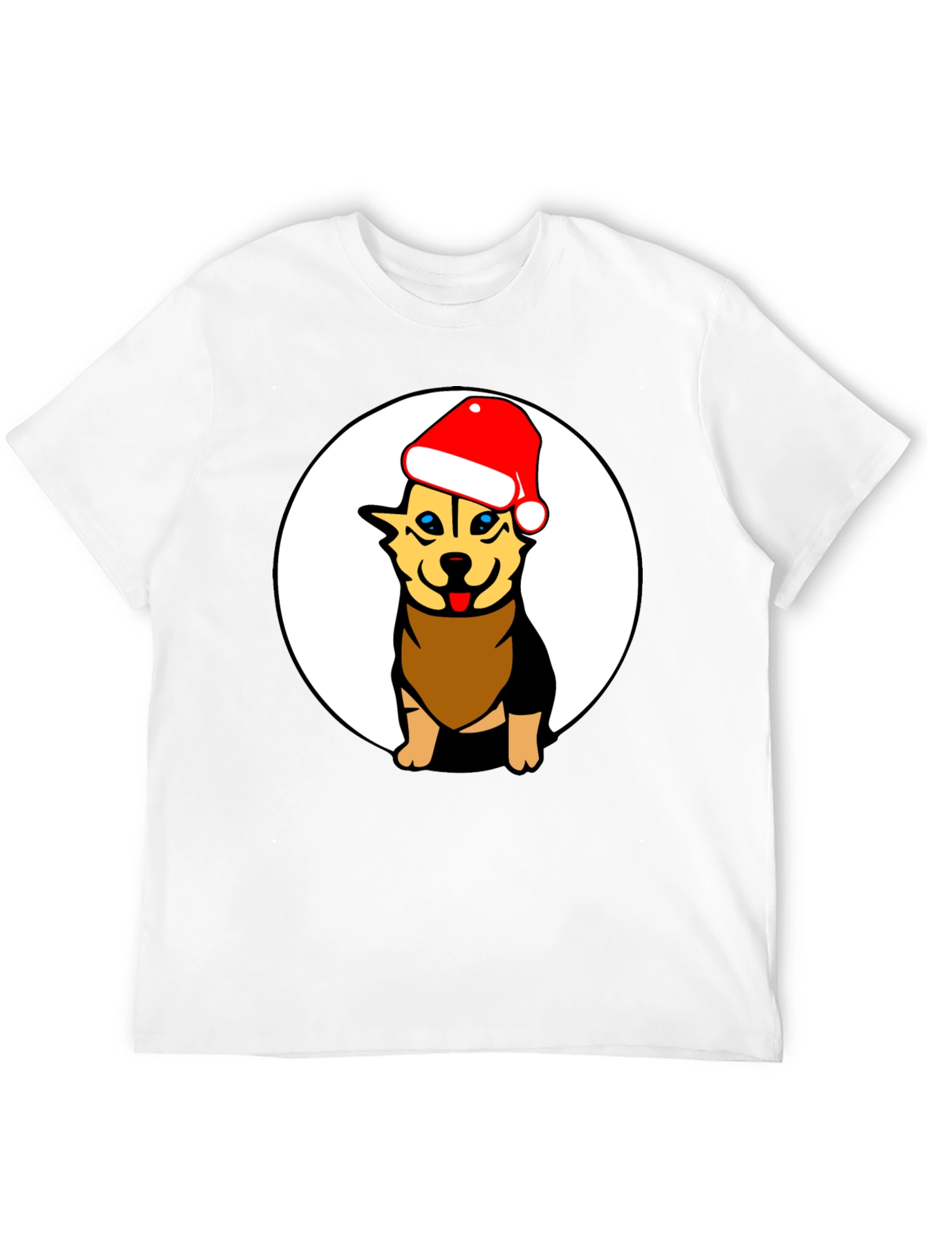 Black Dog with Santa Hat Black Graphic Tee view 12