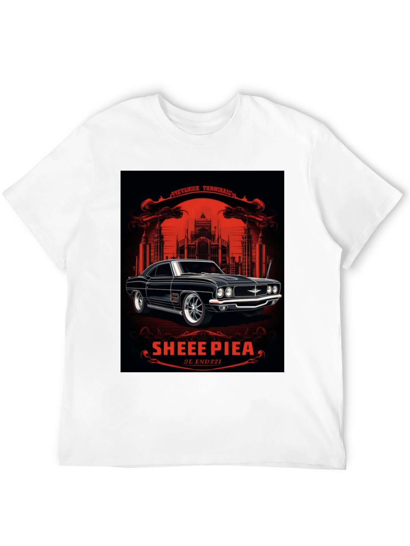 Black Classic Car Graphic Tee - Sheee Piea Black T-Shirt view 12