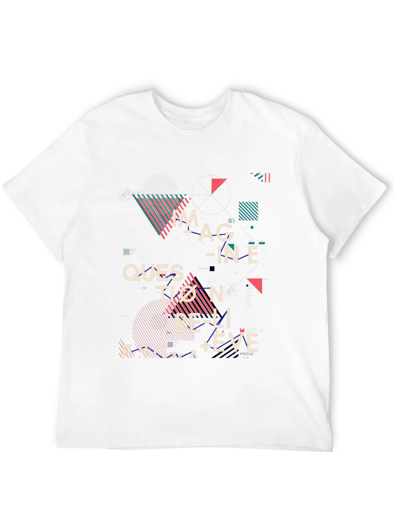 Black Abstract Graphic Print Tee - Imagine, Question, Believe view 12