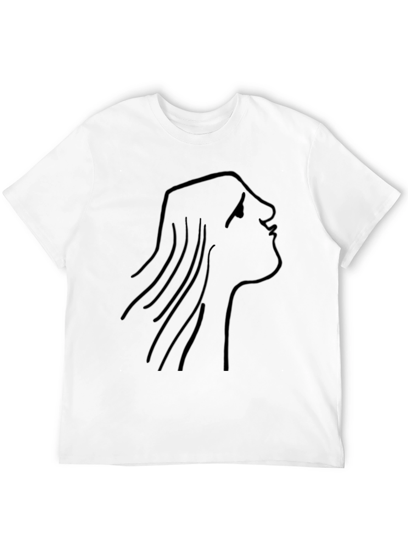 Black Minimalist Face Line Art Black T-Shirt view 12