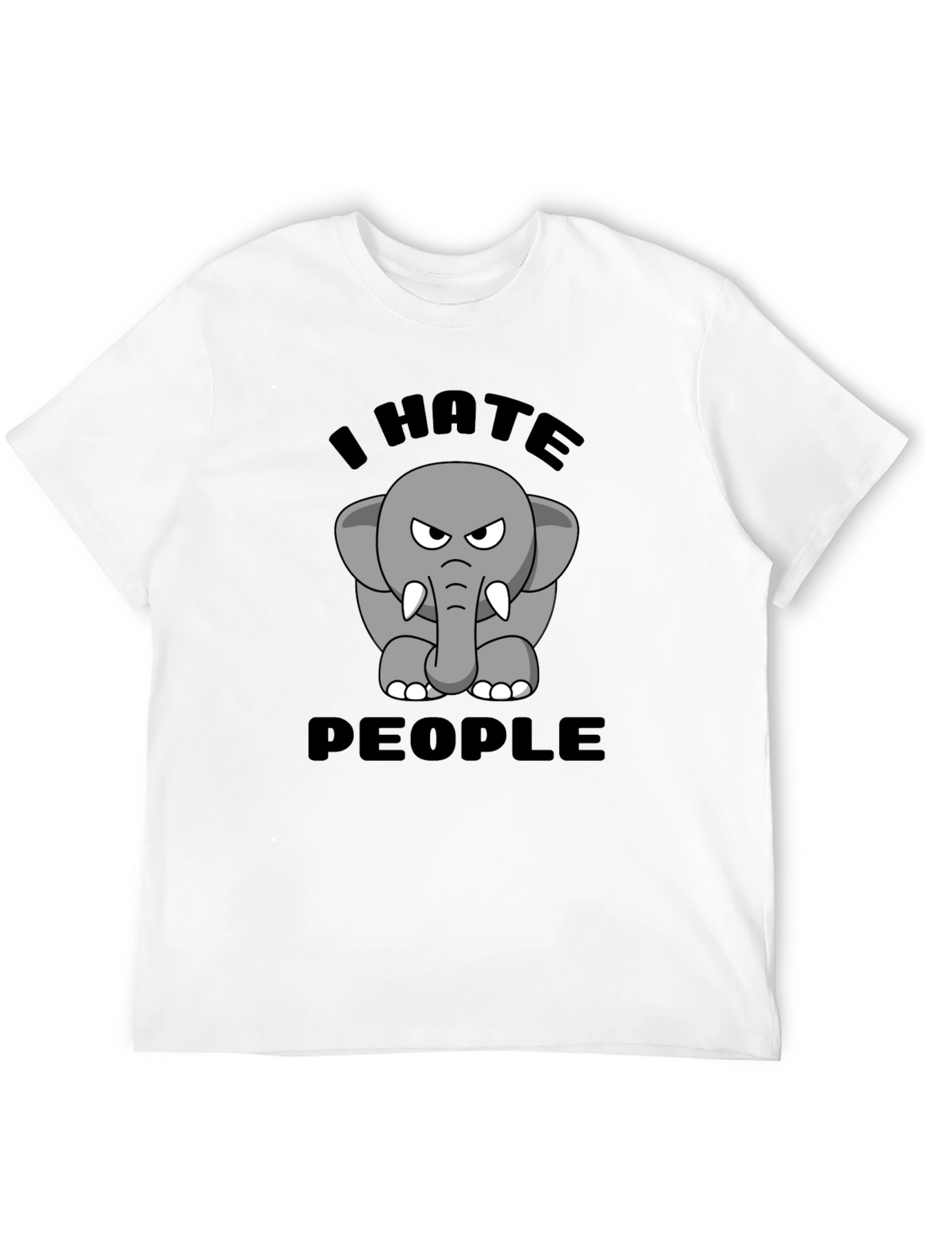 Black I Hate People Elephant Graphic T-Shirt view 12