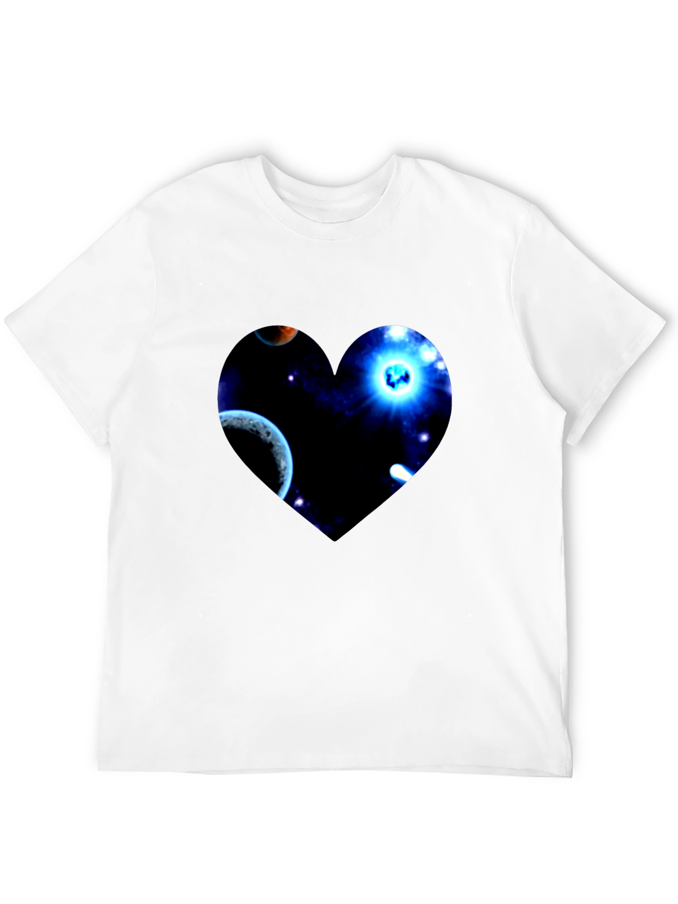 Black Galaxy Heart Graphic Men's Black T-Shirt view 12