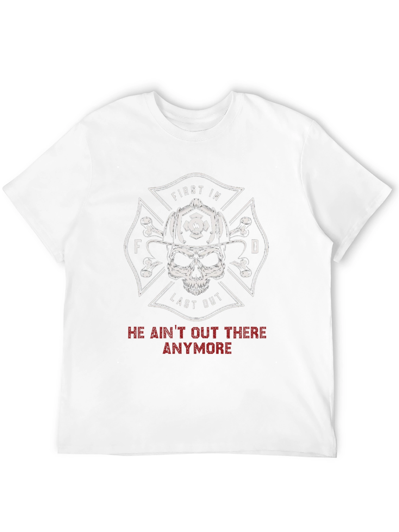 Black Firefighter Skull T-Shirt - First In Last Out view 12